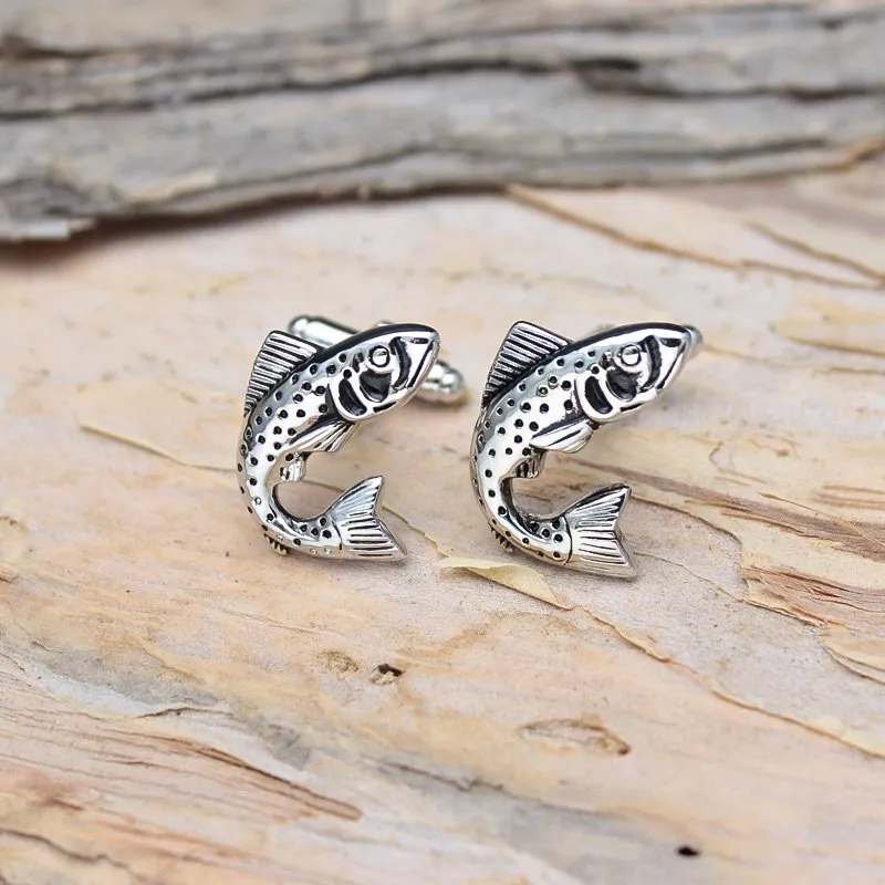 Silver Salmon Cuff Links