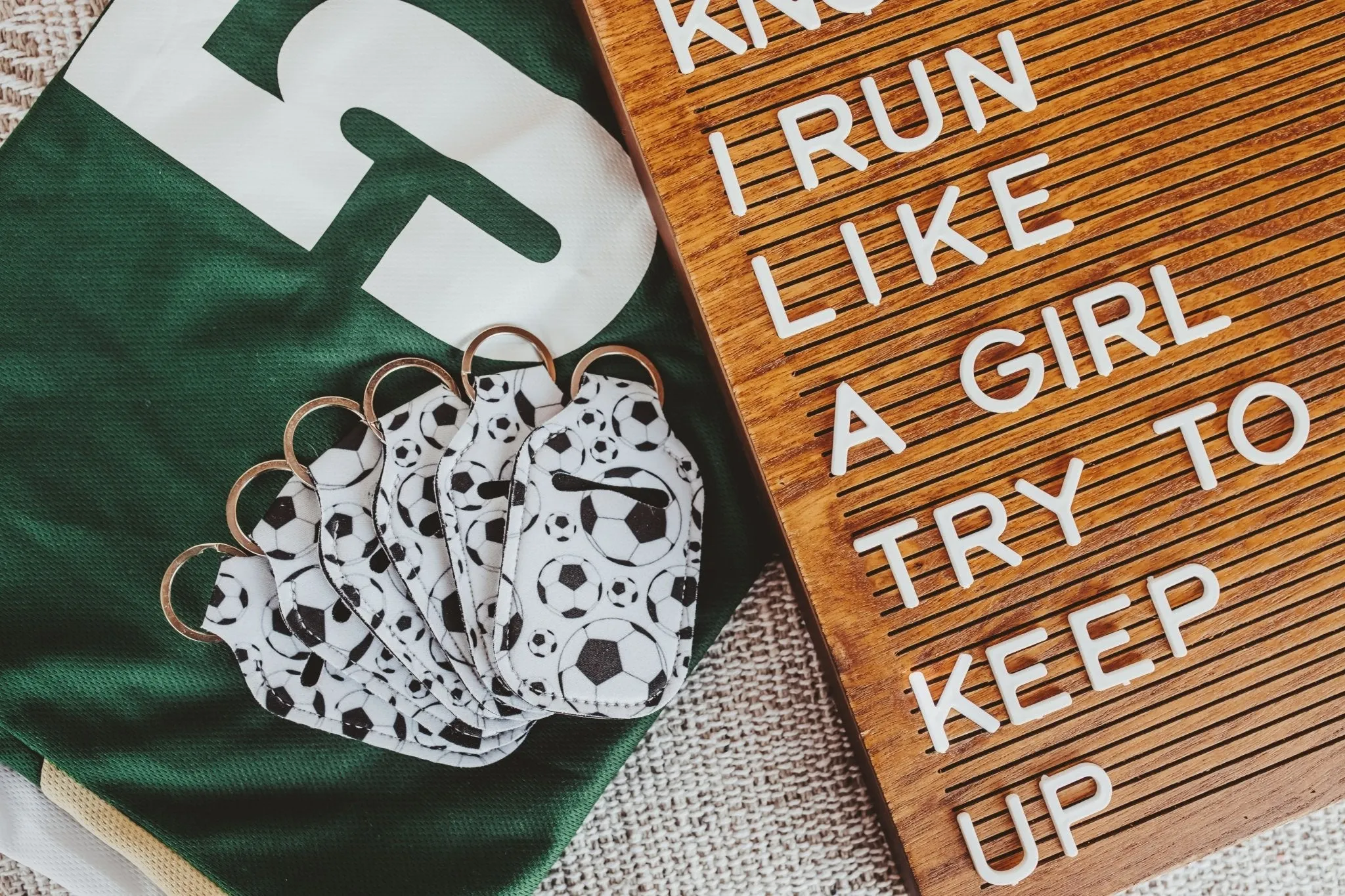 Soccer Team Gifts Hand Sanitizer Holder for Backpack Kids Keychain