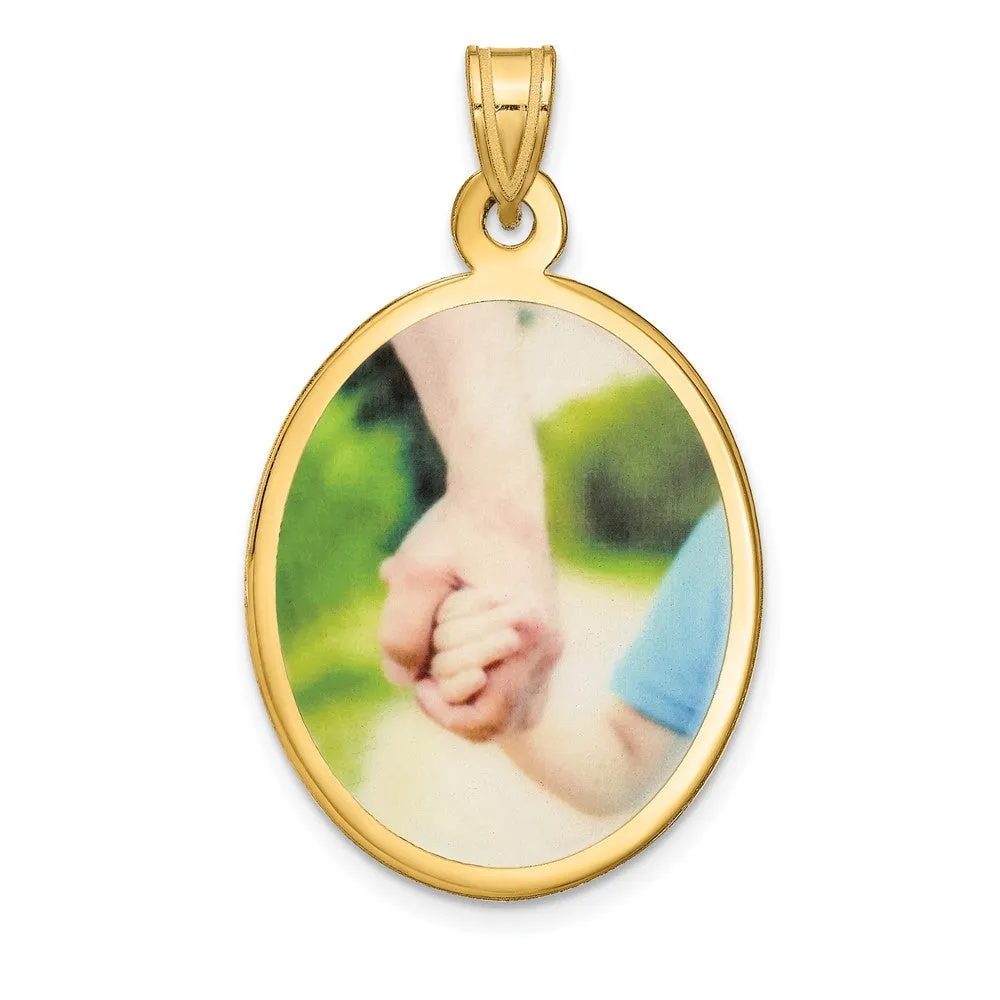 Sterling Silver/Gold-plated Large Oval Picture Jewelry Pendant