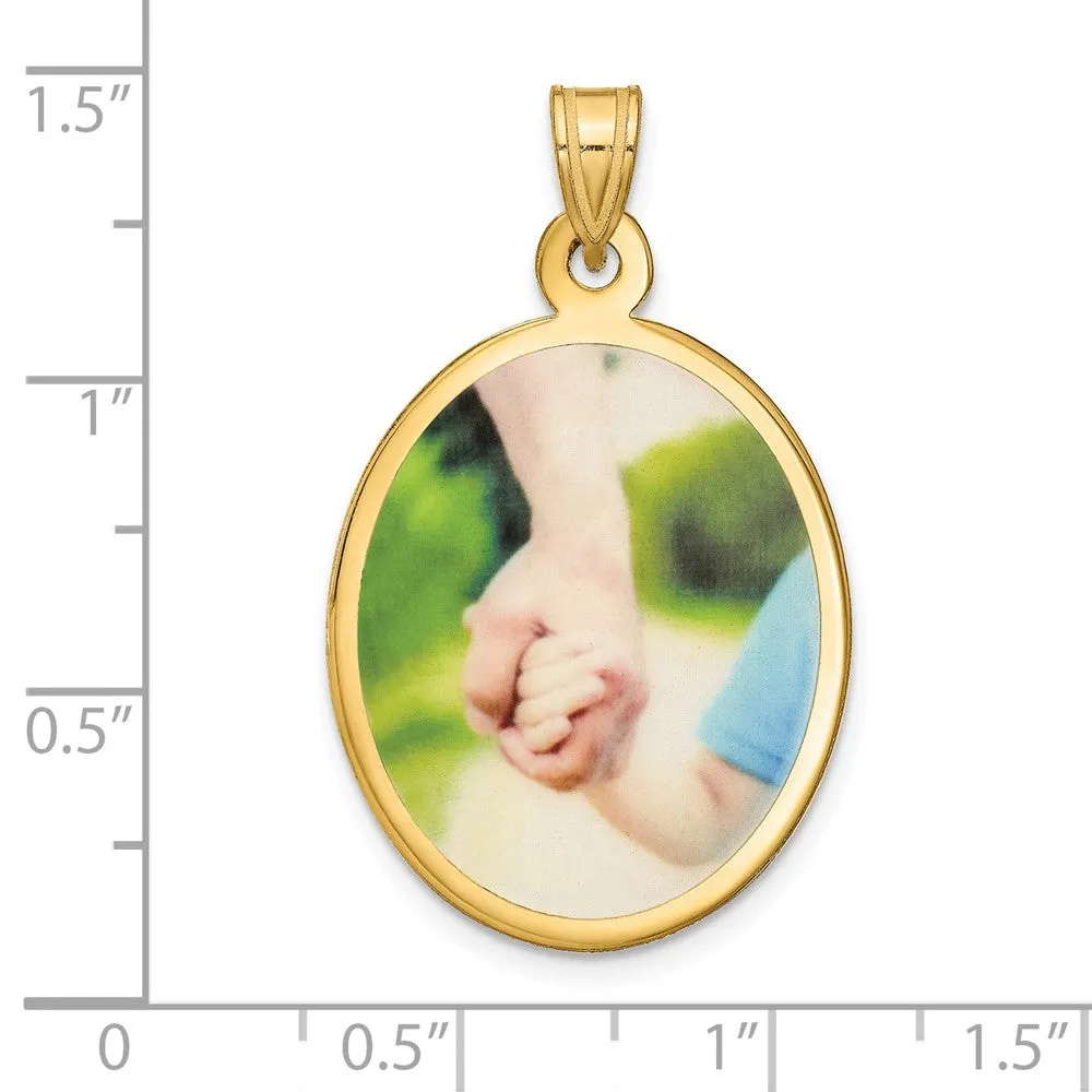 Sterling Silver/Gold-plated Large Oval Picture Jewelry Pendant