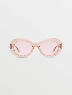 Stoned Gloss Quail Feather Sunglasses (Pink Lens) - FEATHER GREY