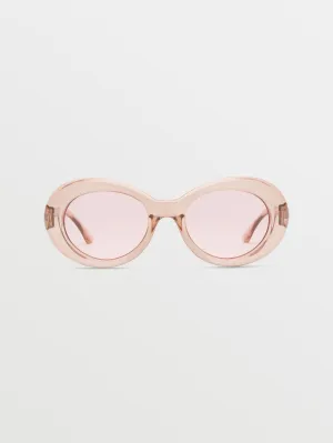 Stoned Gloss Quail Feather Sunglasses (Pink Lens) - FEATHER GREY