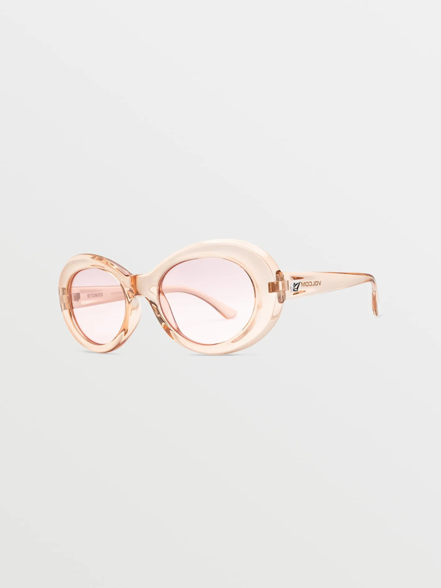 Stoned Gloss Quail Feather Sunglasses (Pink Lens) - FEATHER GREY