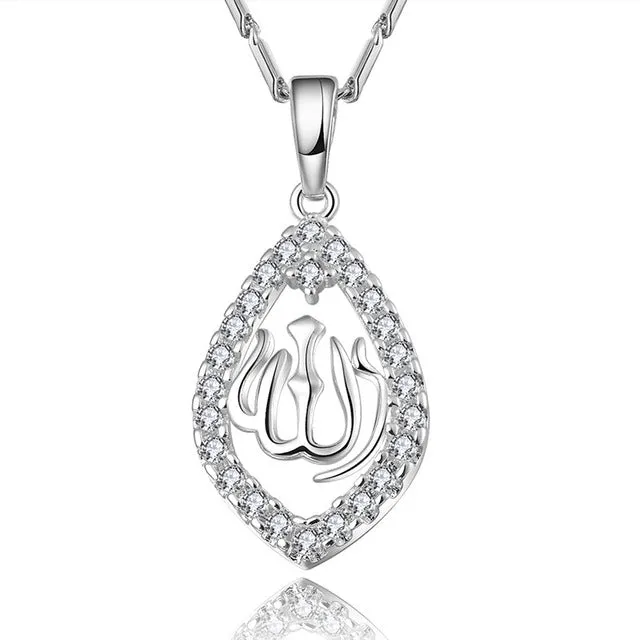 The new Islamic Allah Zircon jewelry pendant necklace for ladies / men's  gold colour jewelry hollow Muslim