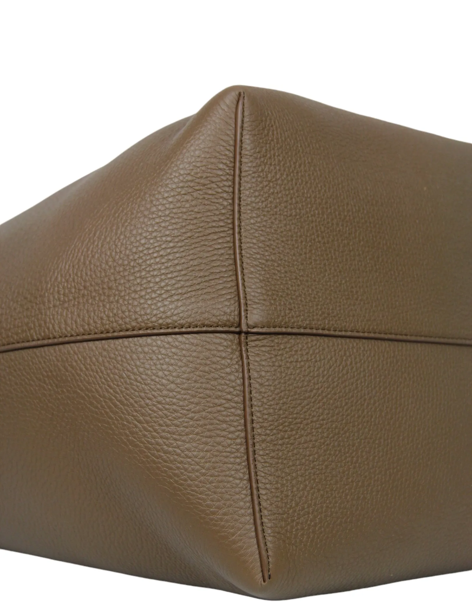 The Row Dark Olive Leather Large N/S Park Tote