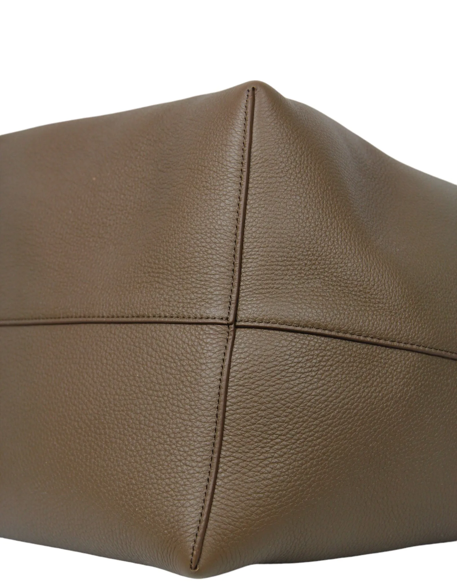 The Row Dark Olive Leather Large N/S Park Tote