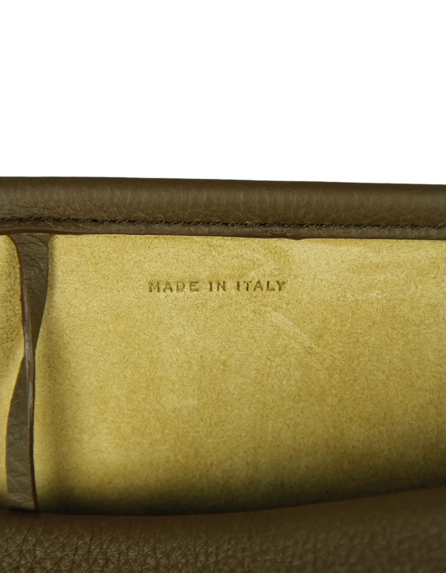 The Row Dark Olive Leather Large N/S Park Tote