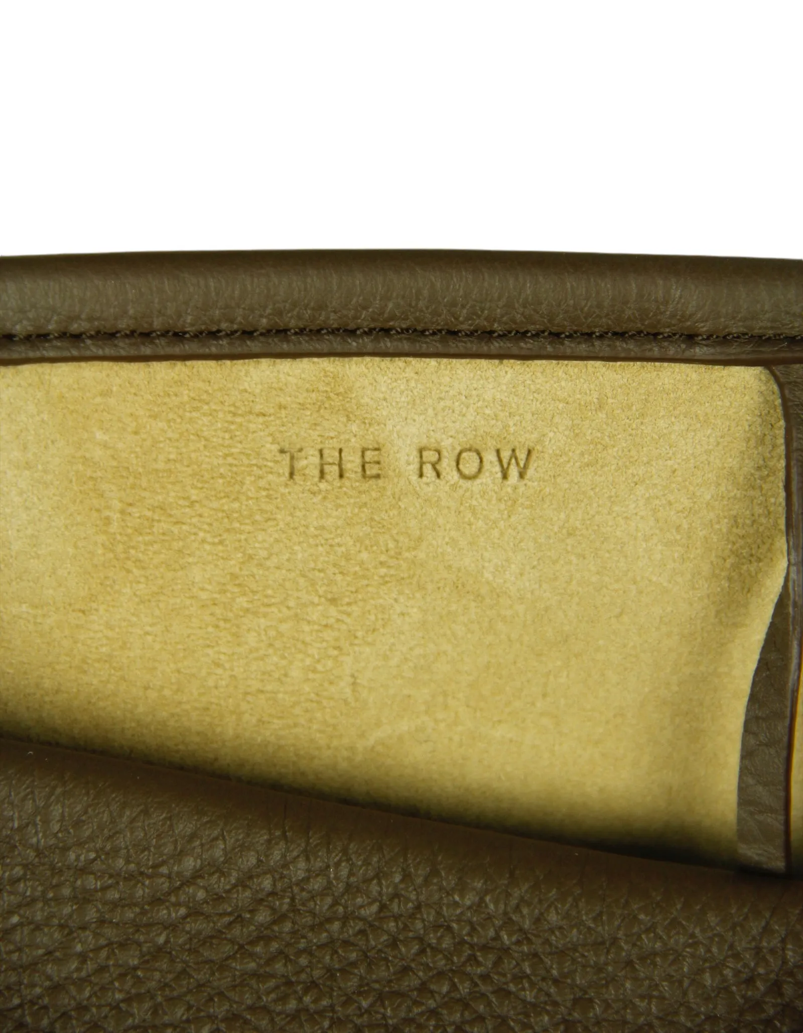 The Row Dark Olive Leather Large N/S Park Tote