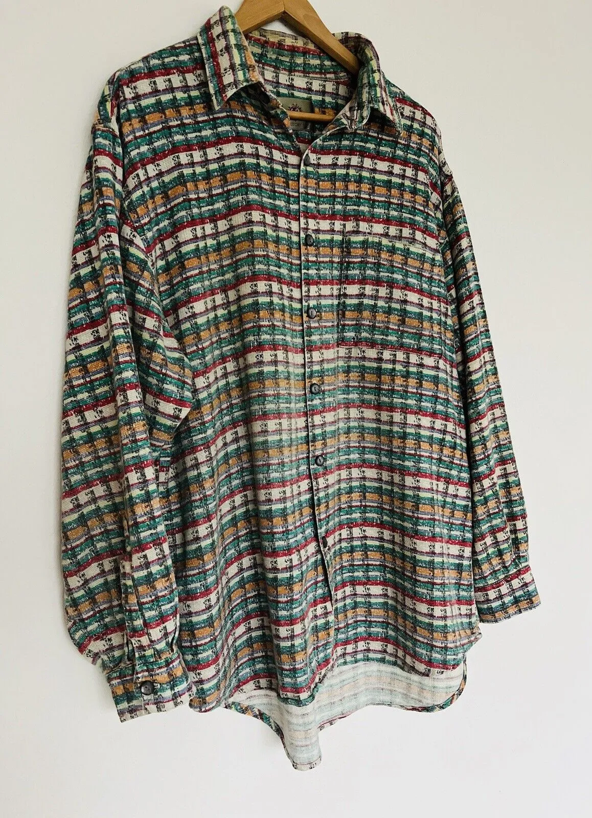 The Territory Ahead VTG Men Knit Shirt Sz XL Long Sleeve Button Down Cotton