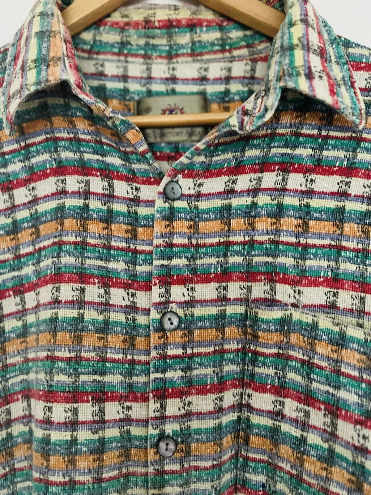 The Territory Ahead VTG Men Knit Shirt Sz XL Long Sleeve Button Down Cotton