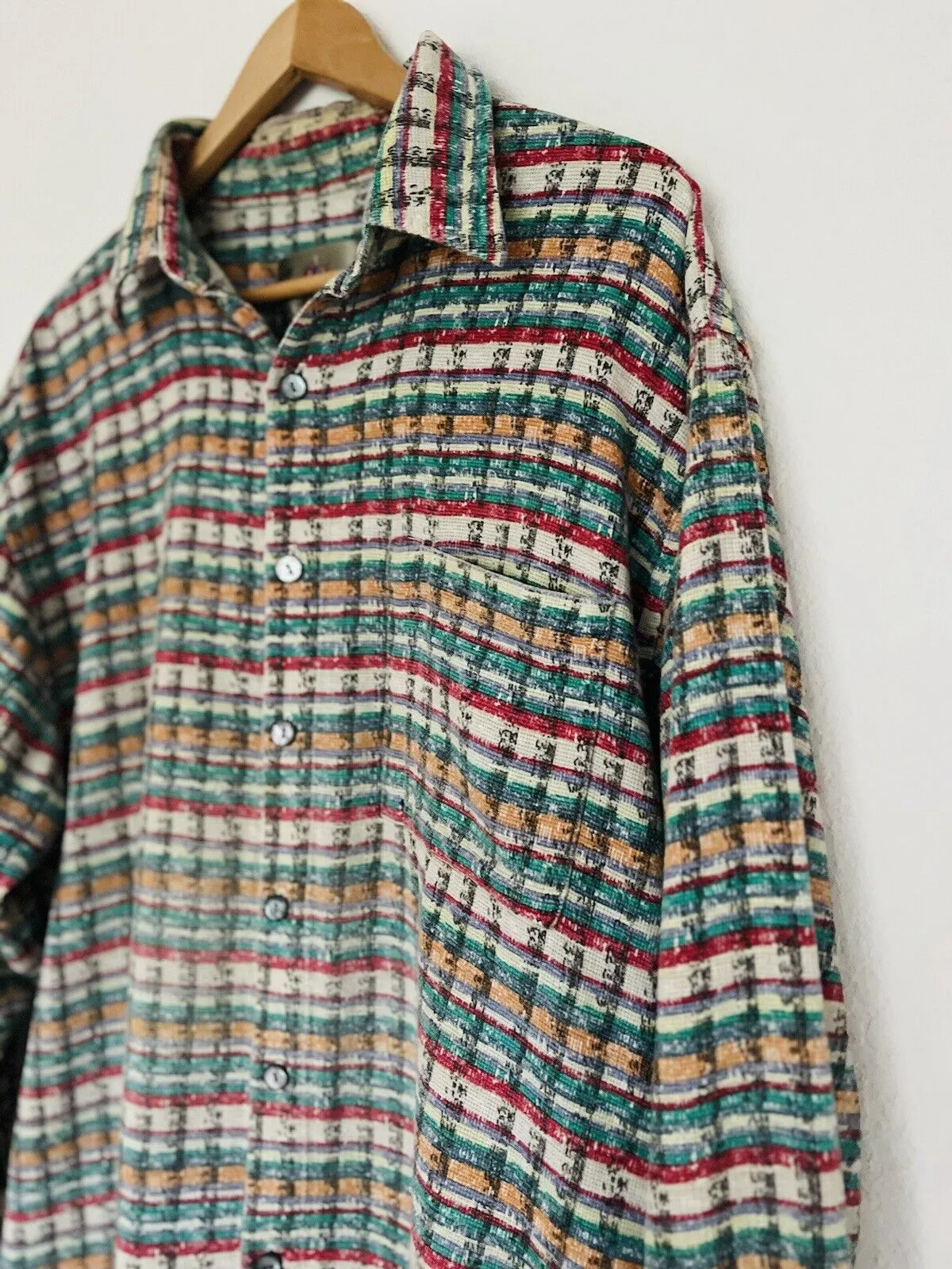 The Territory Ahead VTG Men Knit Shirt Sz XL Long Sleeve Button Down Cotton