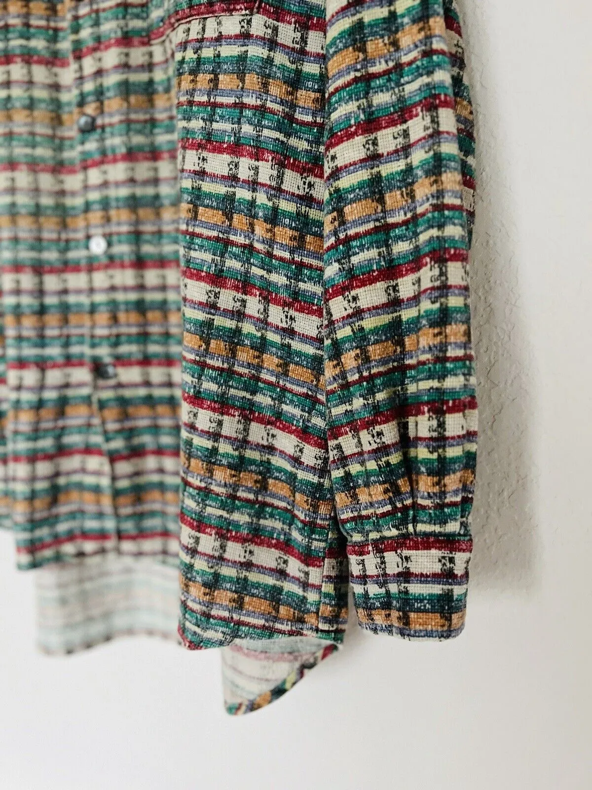 The Territory Ahead VTG Men Knit Shirt Sz XL Long Sleeve Button Down Cotton