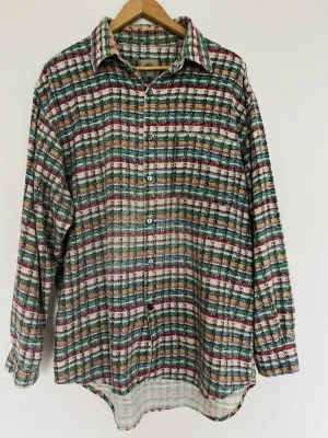 The Territory Ahead VTG Men Knit Shirt Sz XL Long Sleeve Button Down Cotton