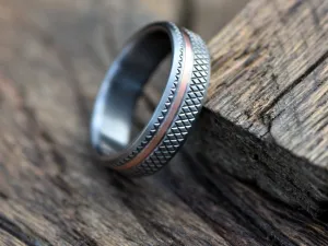 Titan (Bright) - Titanium and Copper Inlay Men's Wedding Band