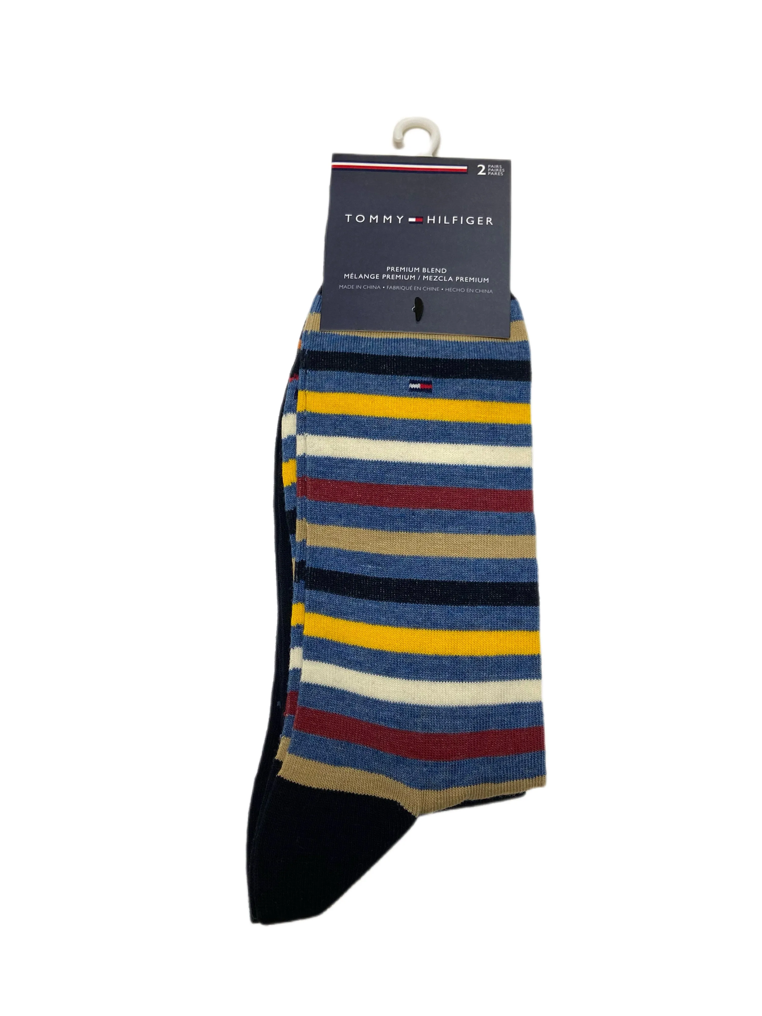 TOMMY HILFIGER Men's 2 Pairs Multicolor Premium Blend Mid Calf Socks Sz 7-12 NWT