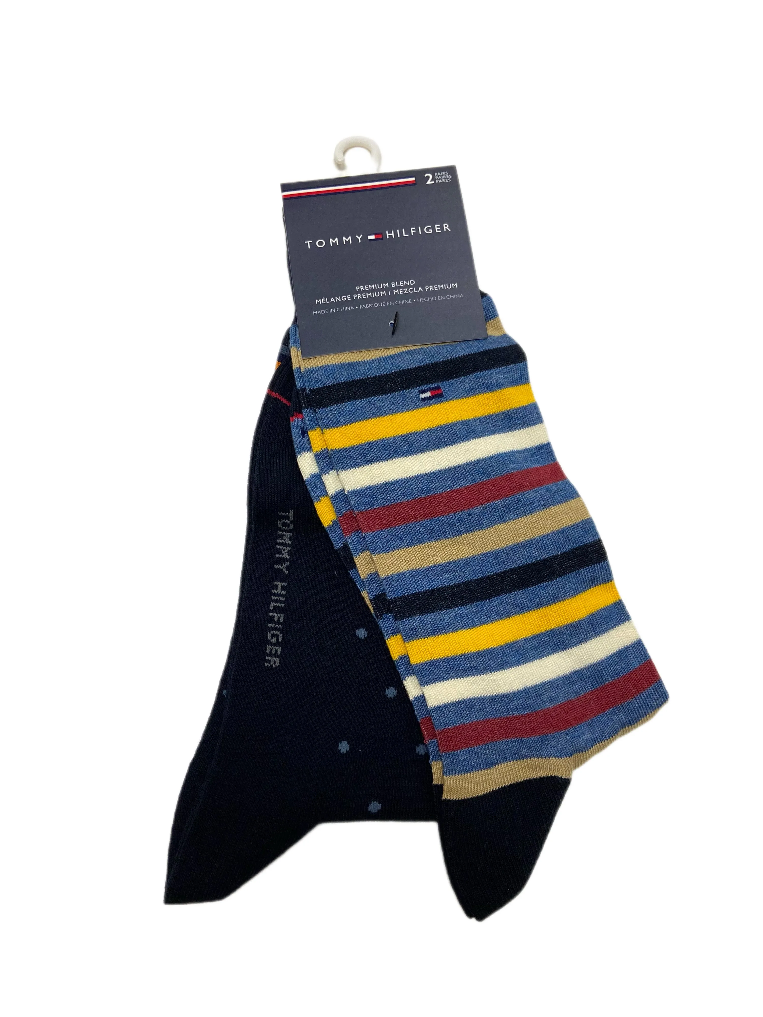 TOMMY HILFIGER Men's 2 Pairs Multicolor Premium Blend Mid Calf Socks Sz 7-12 NWT