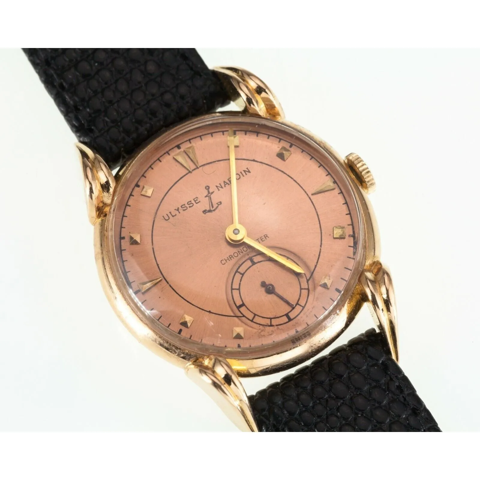 Ulysses Nardin 18k Rose Gold Chronometer Manual Wind Watch w/ Leather Band