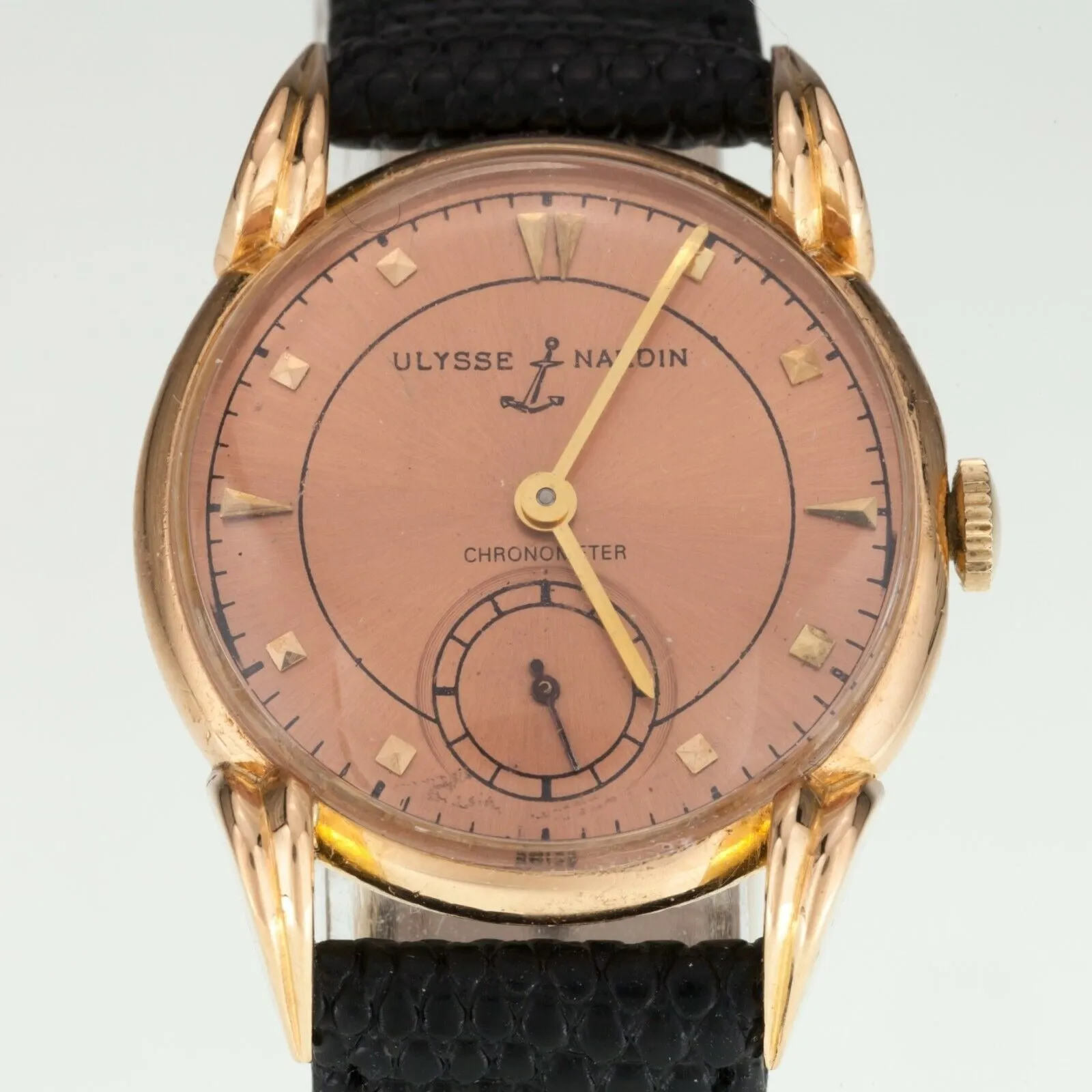 Ulysses Nardin 18k Rose Gold Chronometer Manual Wind Watch w/ Leather Band