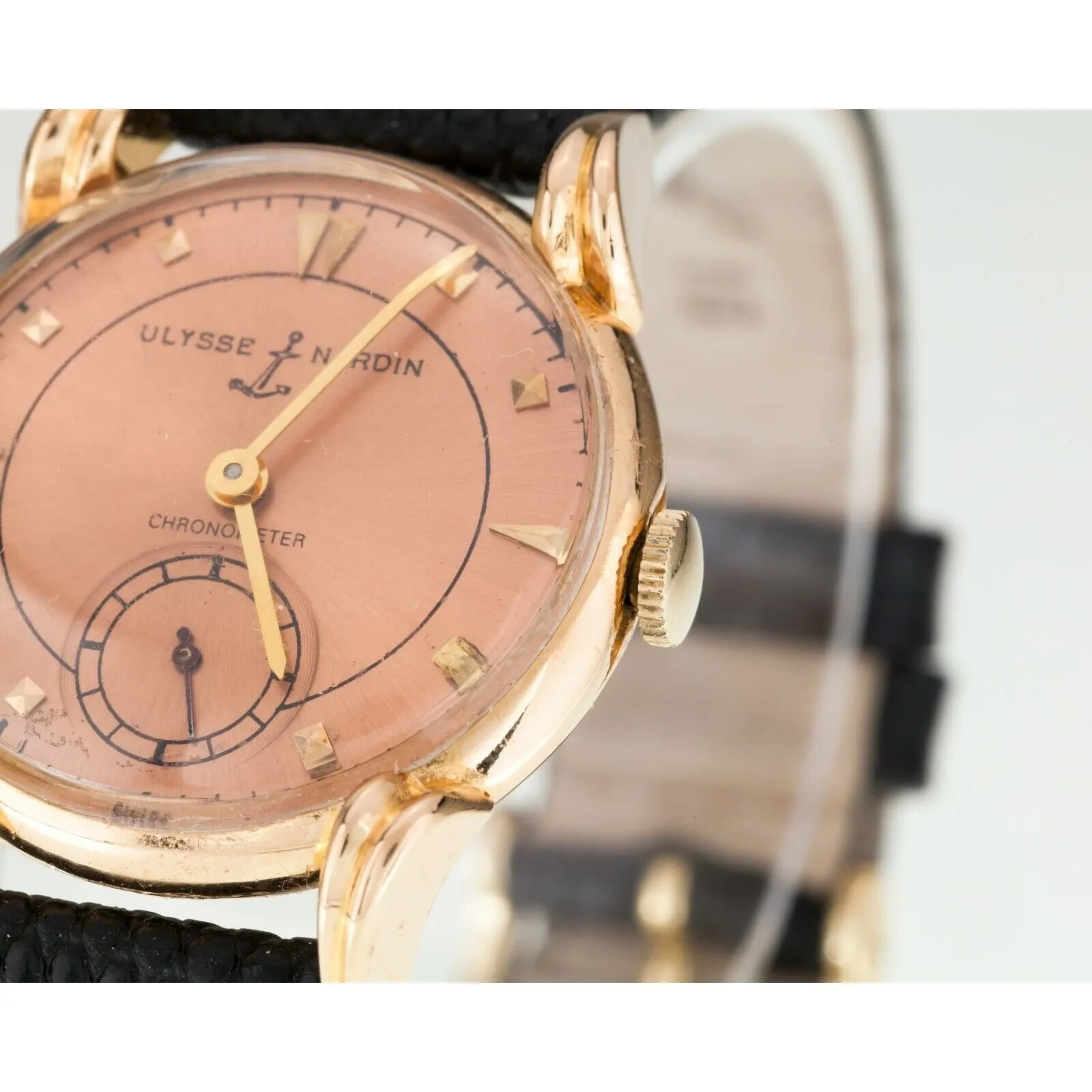 Ulysses Nardin 18k Rose Gold Chronometer Manual Wind Watch w/ Leather Band