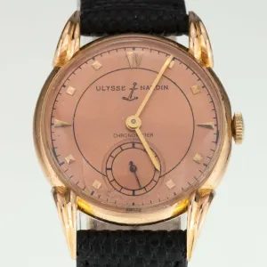 Ulysses Nardin 18k Rose Gold Chronometer Manual Wind Watch w/ Leather Band