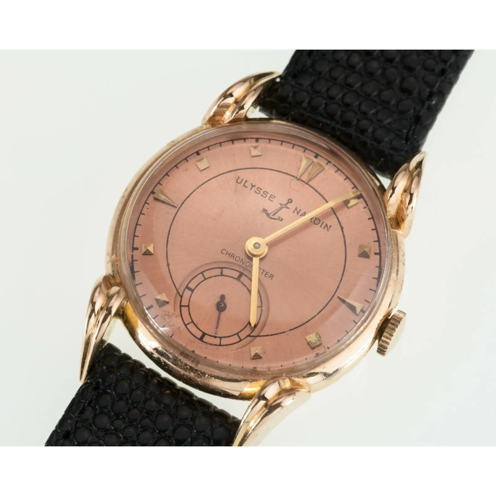 Ulysses Nardin 18k Rose Gold Chronometer Manual Wind Watch w/ Leather Band