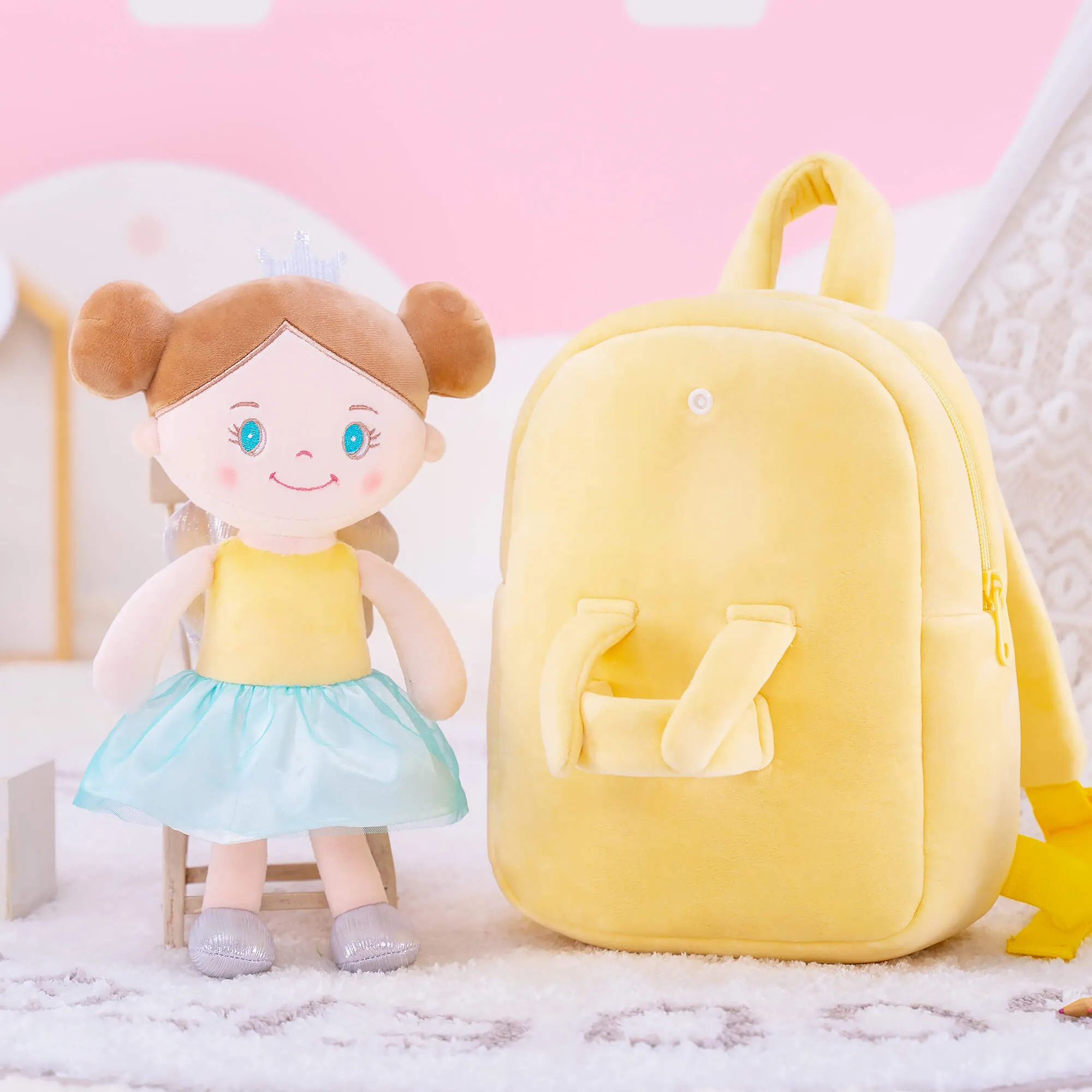 (US Only) Gloveleya 9-inch Angel Girl Doll Backpack Yellow