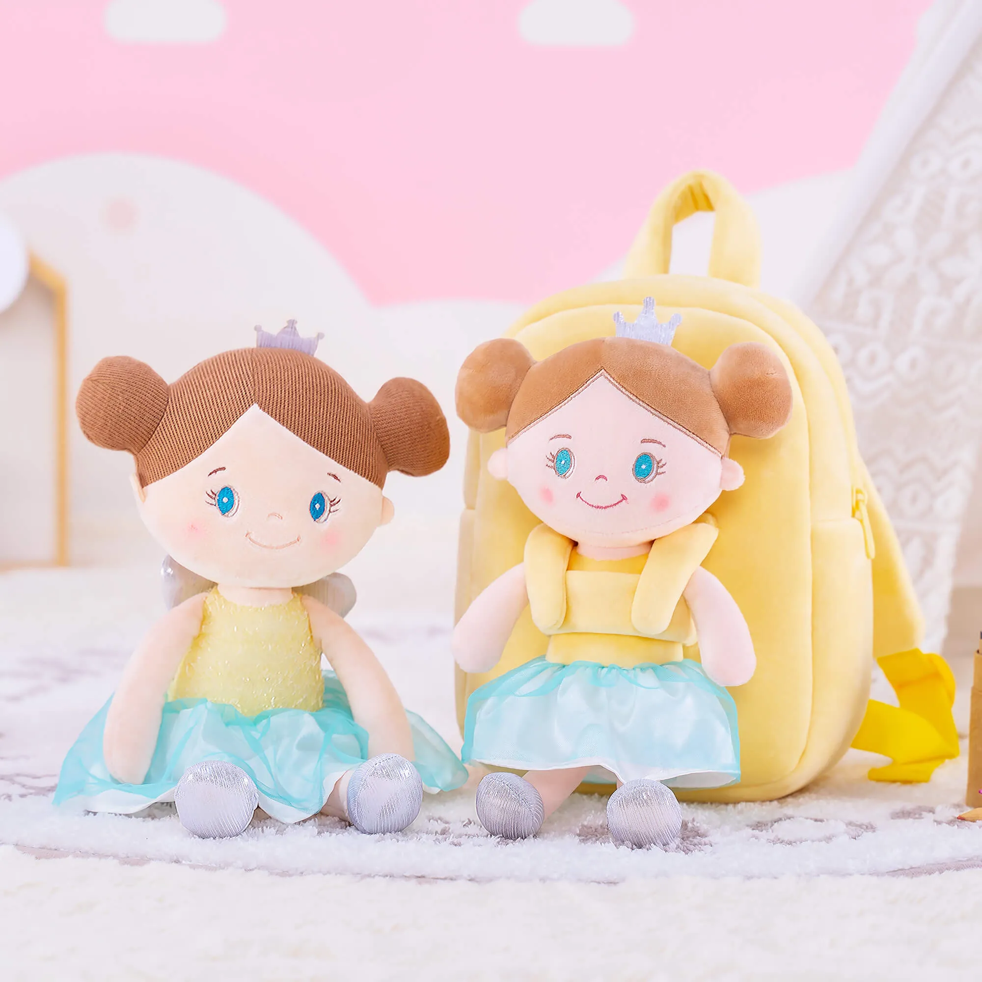 (US Only) Gloveleya 9-inch Angel Girl Doll Backpack Yellow