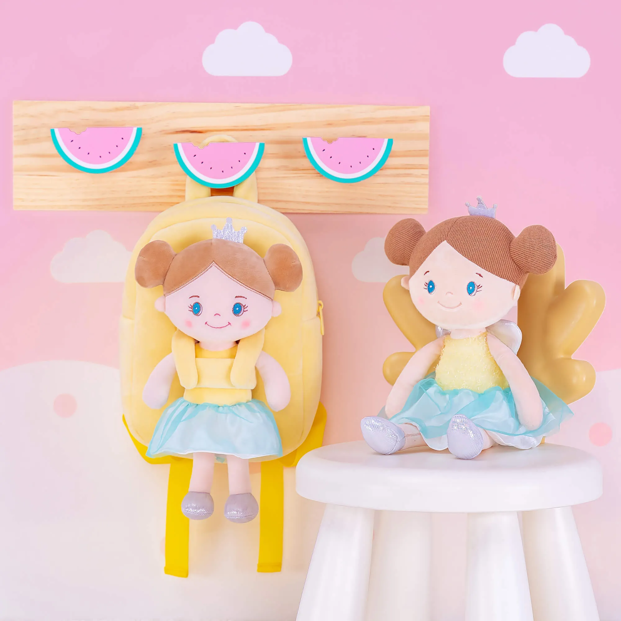 (US Only) Gloveleya 9-inch Angel Girl Doll Backpack Yellow