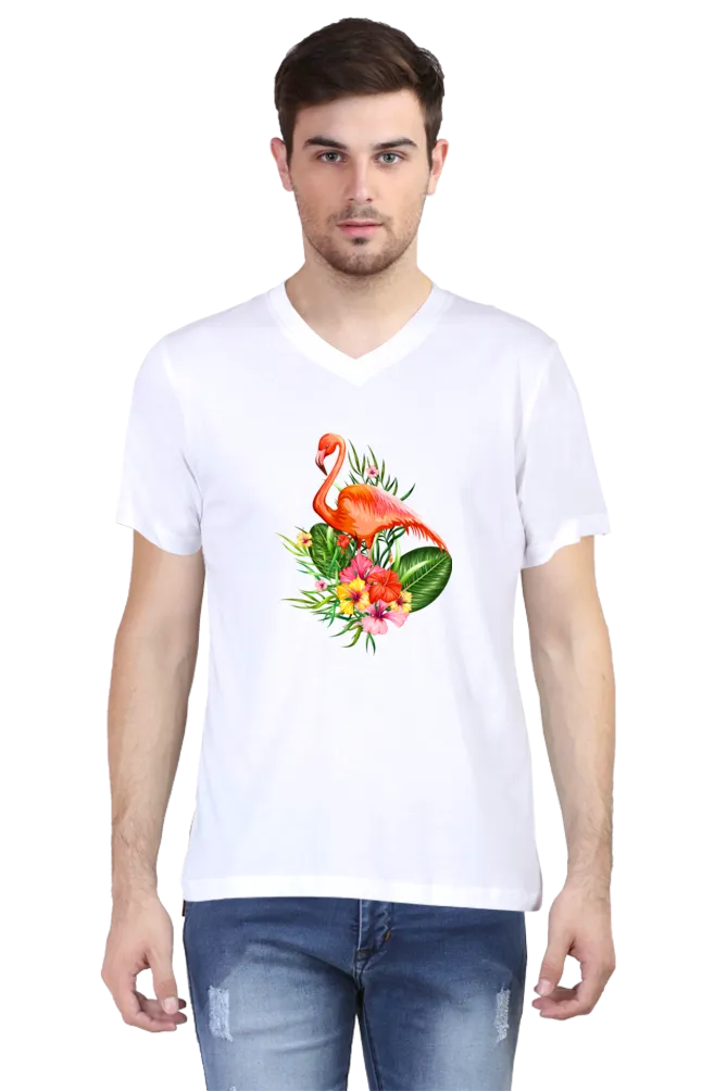 V Neck T-Shirt (Men) - Fashionable Flamingo (5 Colours)