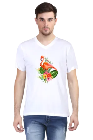 V Neck T-Shirt (Men) - Fashionable Flamingo (5 Colours)