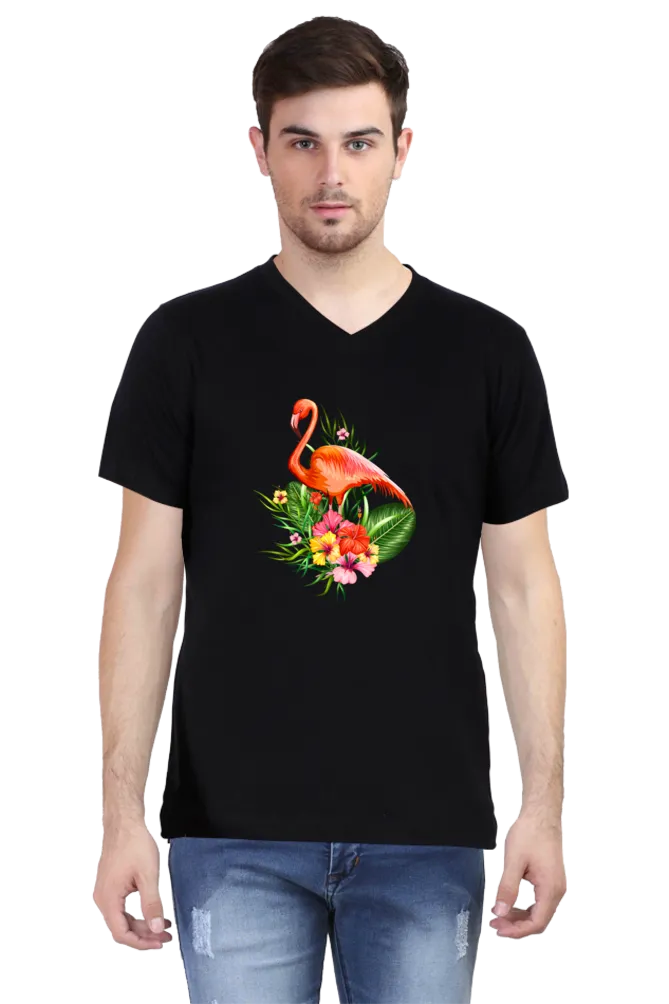 V Neck T-Shirt (Men) - Fashionable Flamingo (5 Colours)