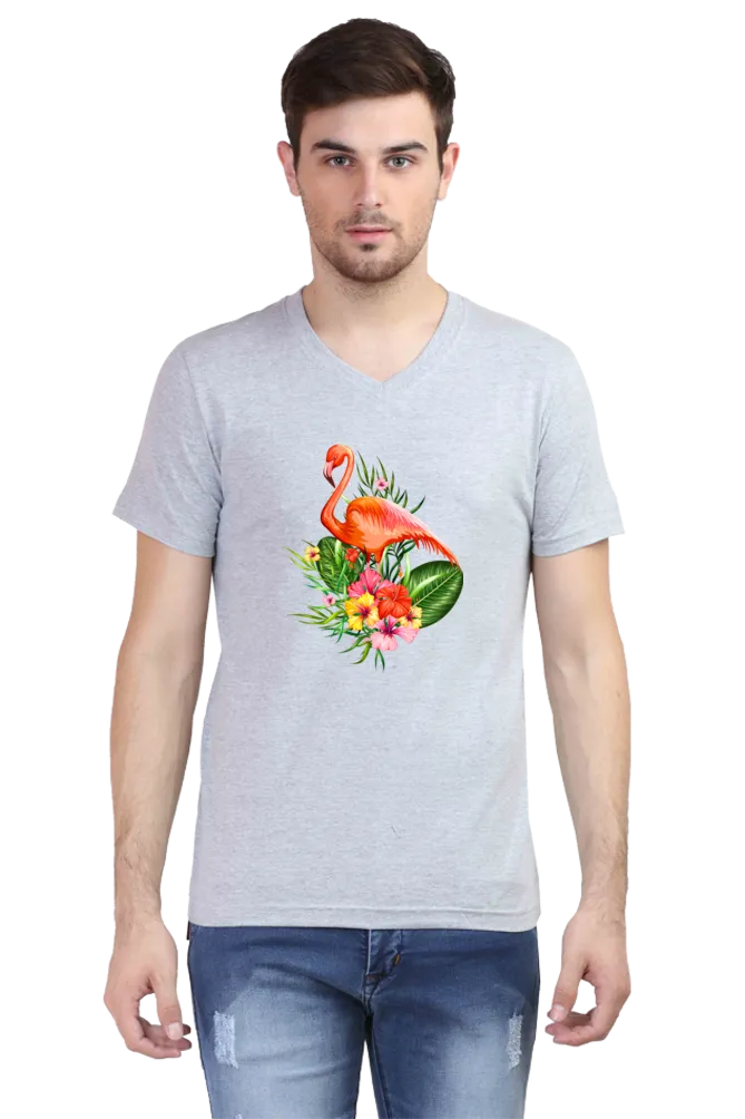 V Neck T-Shirt (Men) - Fashionable Flamingo (5 Colours)