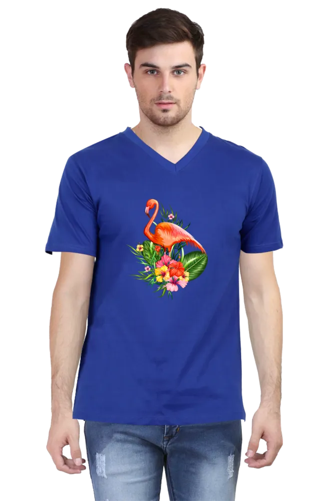 V Neck T-Shirt (Men) - Fashionable Flamingo (5 Colours)