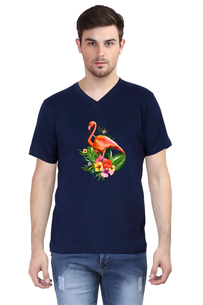 V Neck T-Shirt (Men) - Fashionable Flamingo (5 Colours)