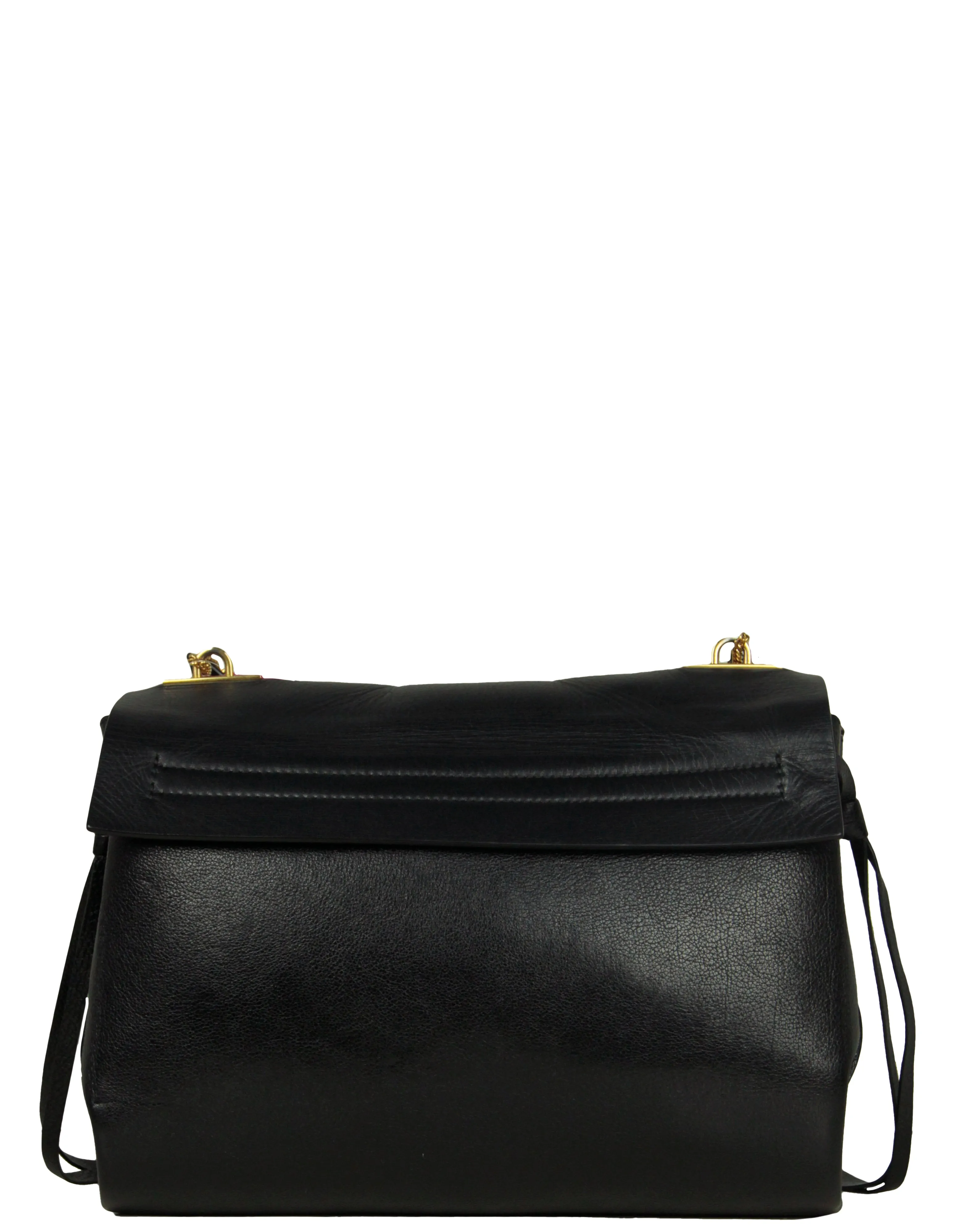 Valentino Black/ Red Smooth Calfskin Medium Vring Shoulder Bag