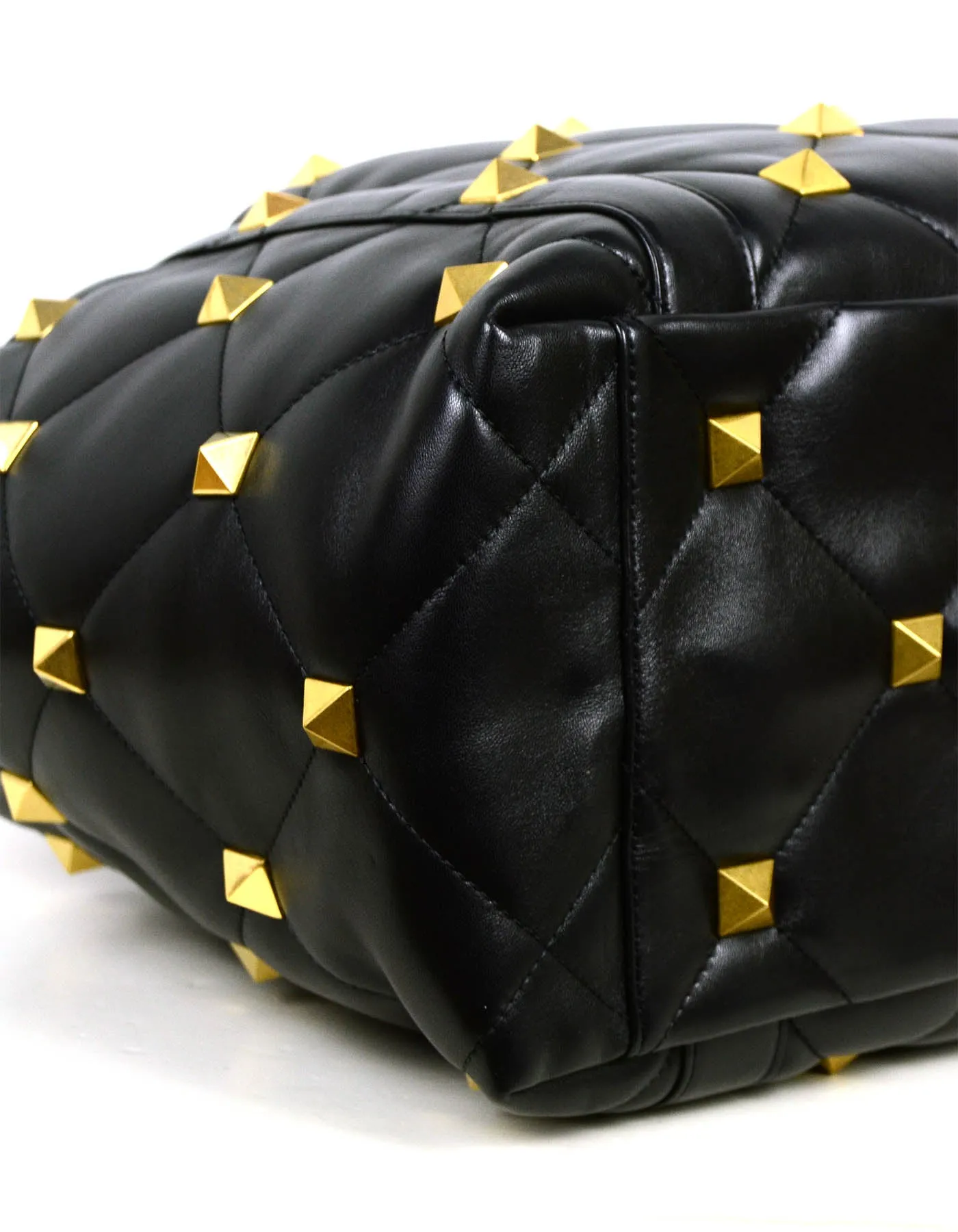 Valentino Black Roman Stud Quilted Leather Tote Bag rt. $4,750