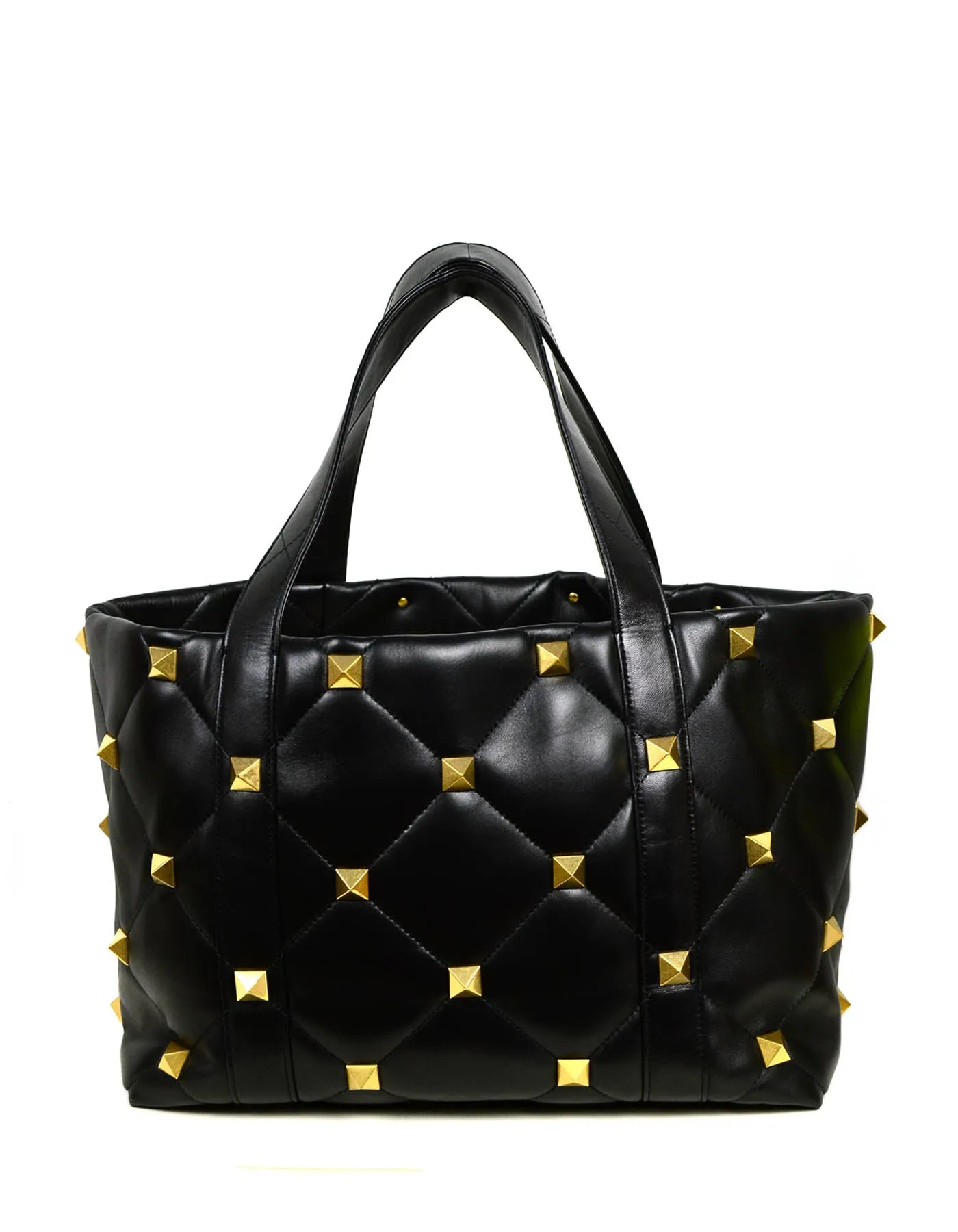 Valentino Black Roman Stud Quilted Leather Tote Bag rt. $4,750