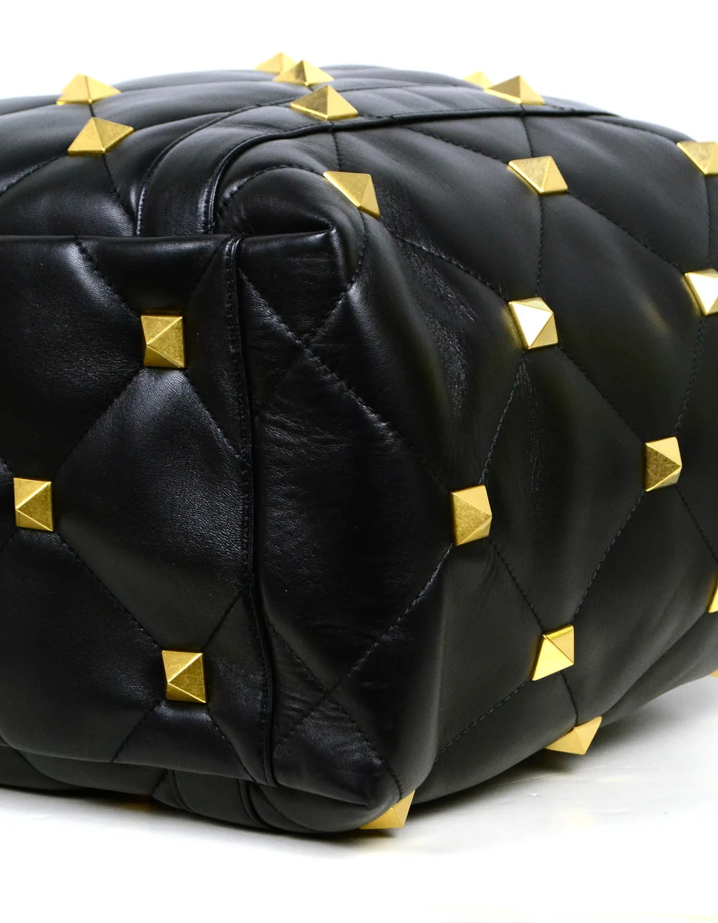 Valentino Black Roman Stud Quilted Leather Tote Bag rt. $4,750