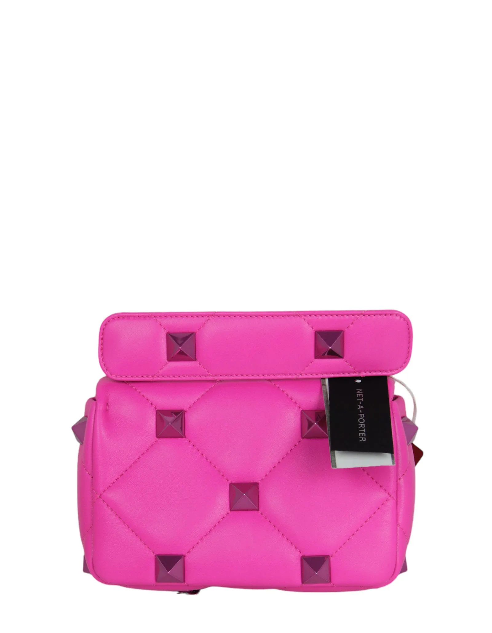 Valentino NEW Pink on Pink Leather Small Roman Studded Flap Bag
