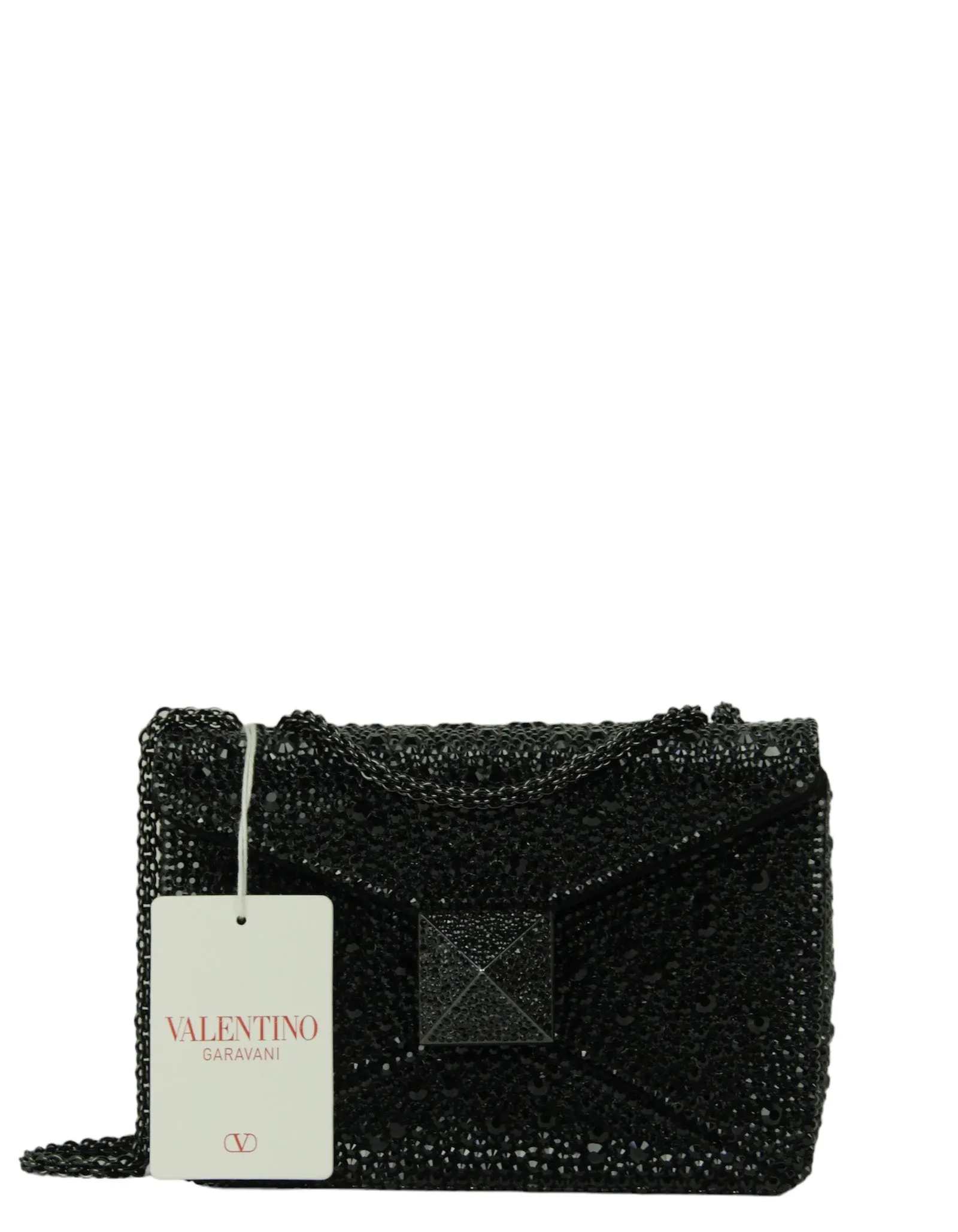 Valentino NWT Black One Stud Crystal-Embellished Bag