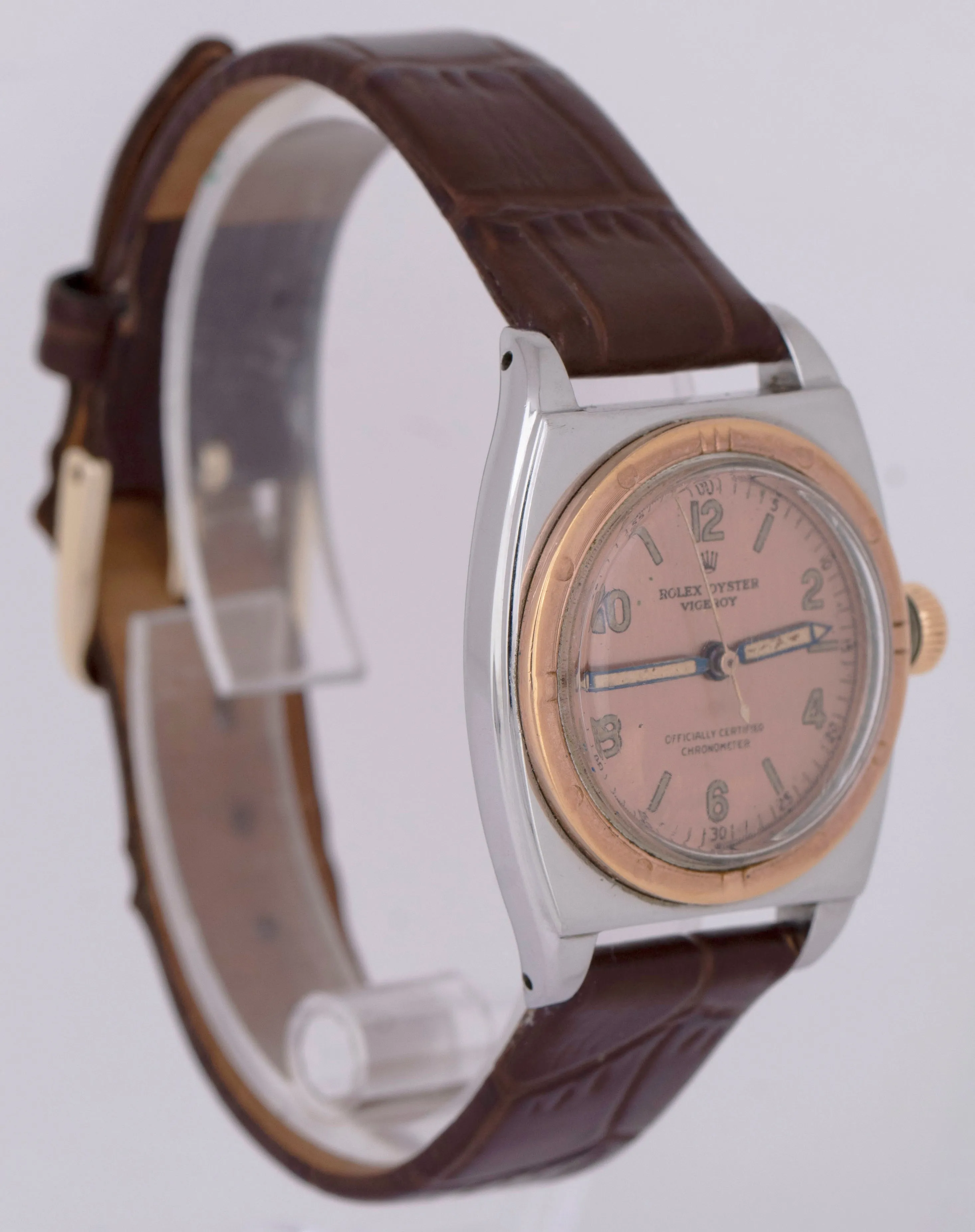Vintage 1944 Rolex Oyster Viceroy Salmon Arabic 14K ROSE GOLD 3359 29mm Watch