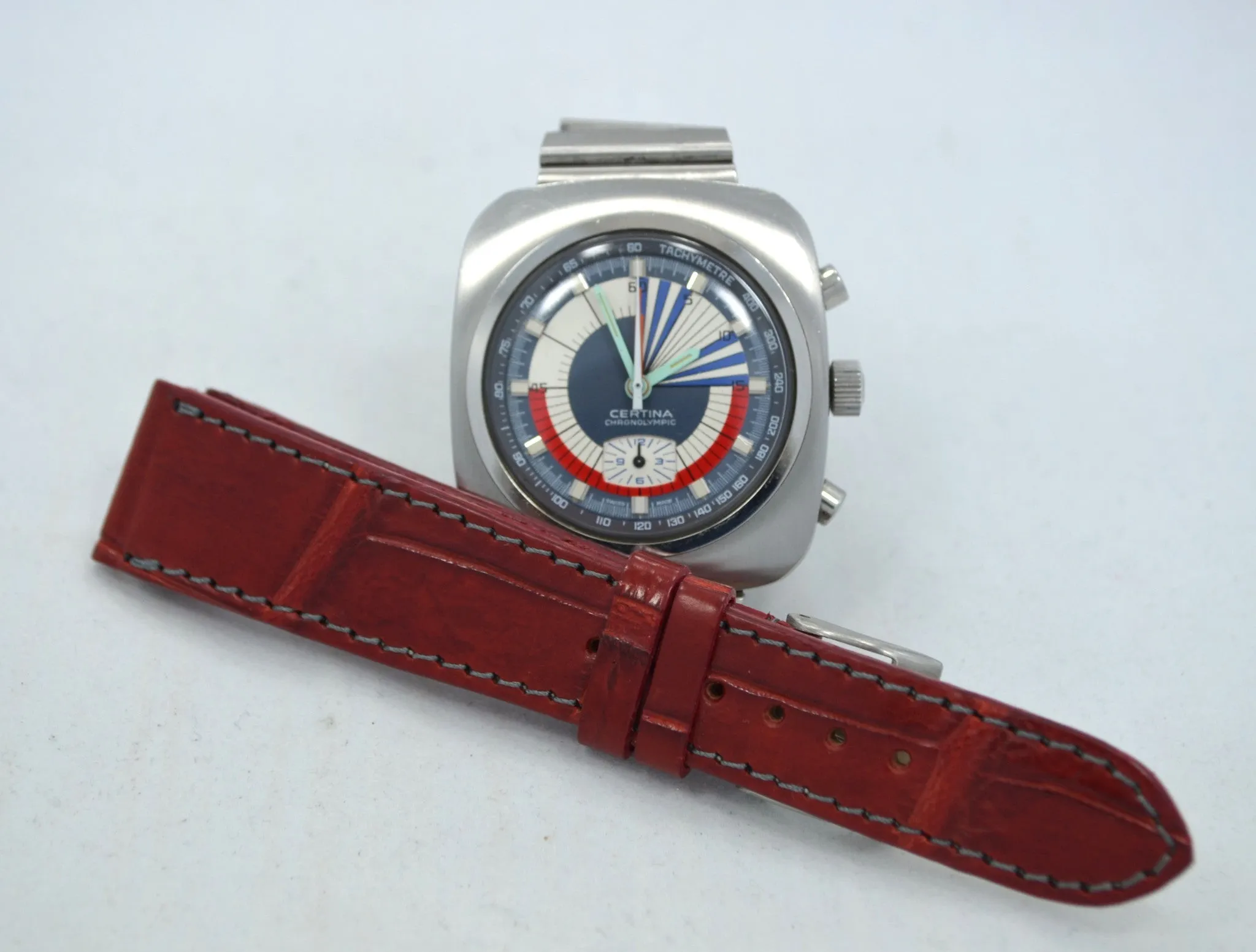 Vintage Certina Chronolympic Regatta Valjoux 728 Chronograph Steel Wristwatch