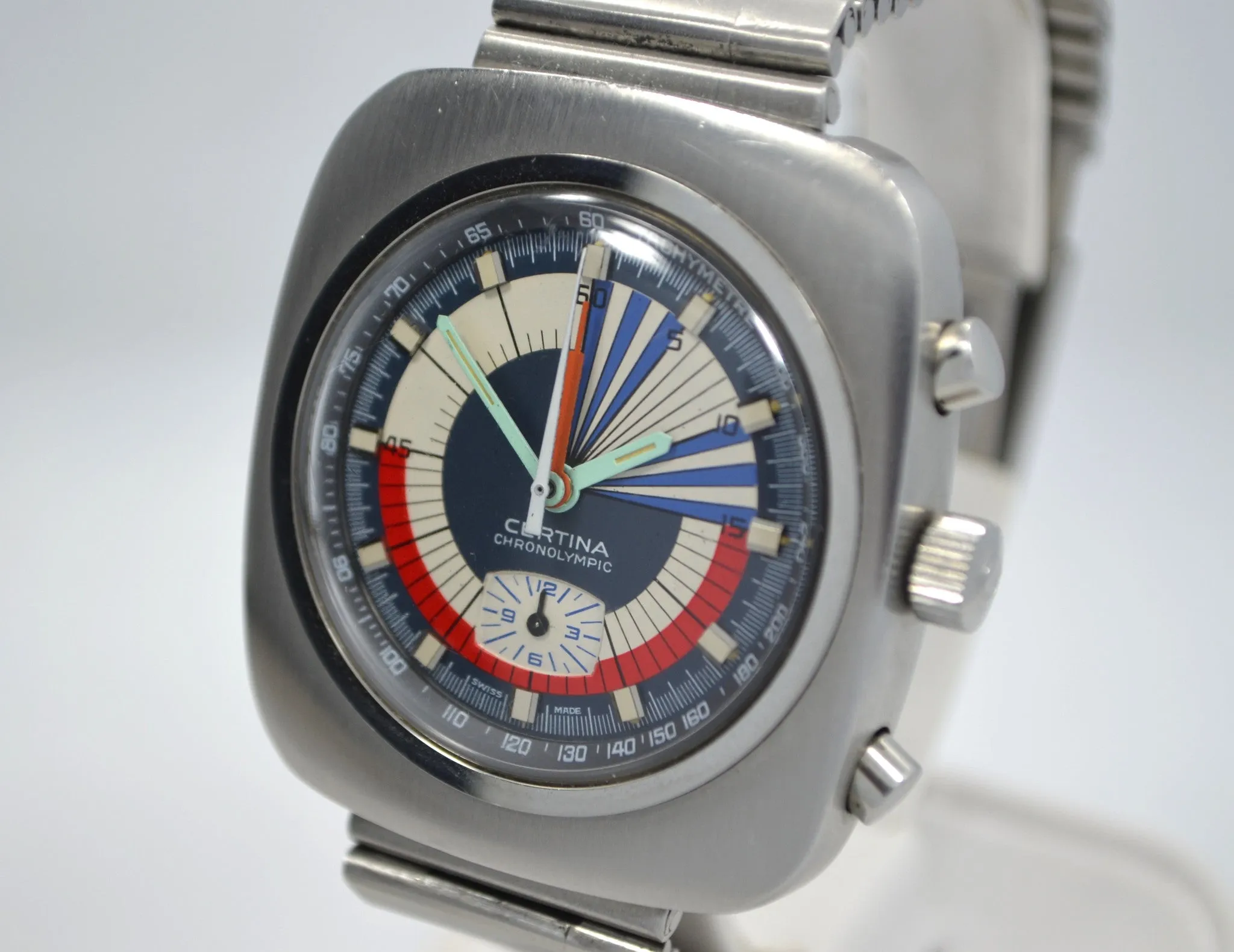 Vintage Certina Chronolympic Regatta Valjoux 728 Chronograph Steel Wristwatch