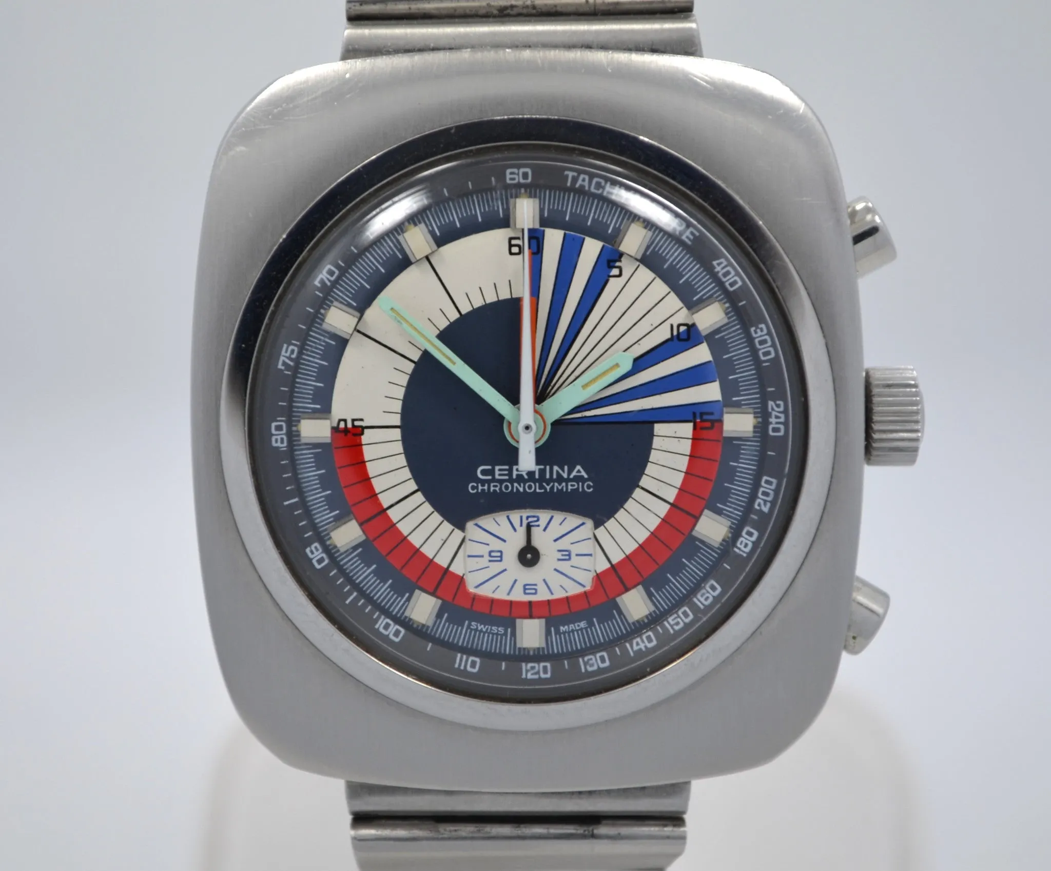 Vintage Certina Chronolympic Regatta Valjoux 728 Chronograph Steel Wristwatch