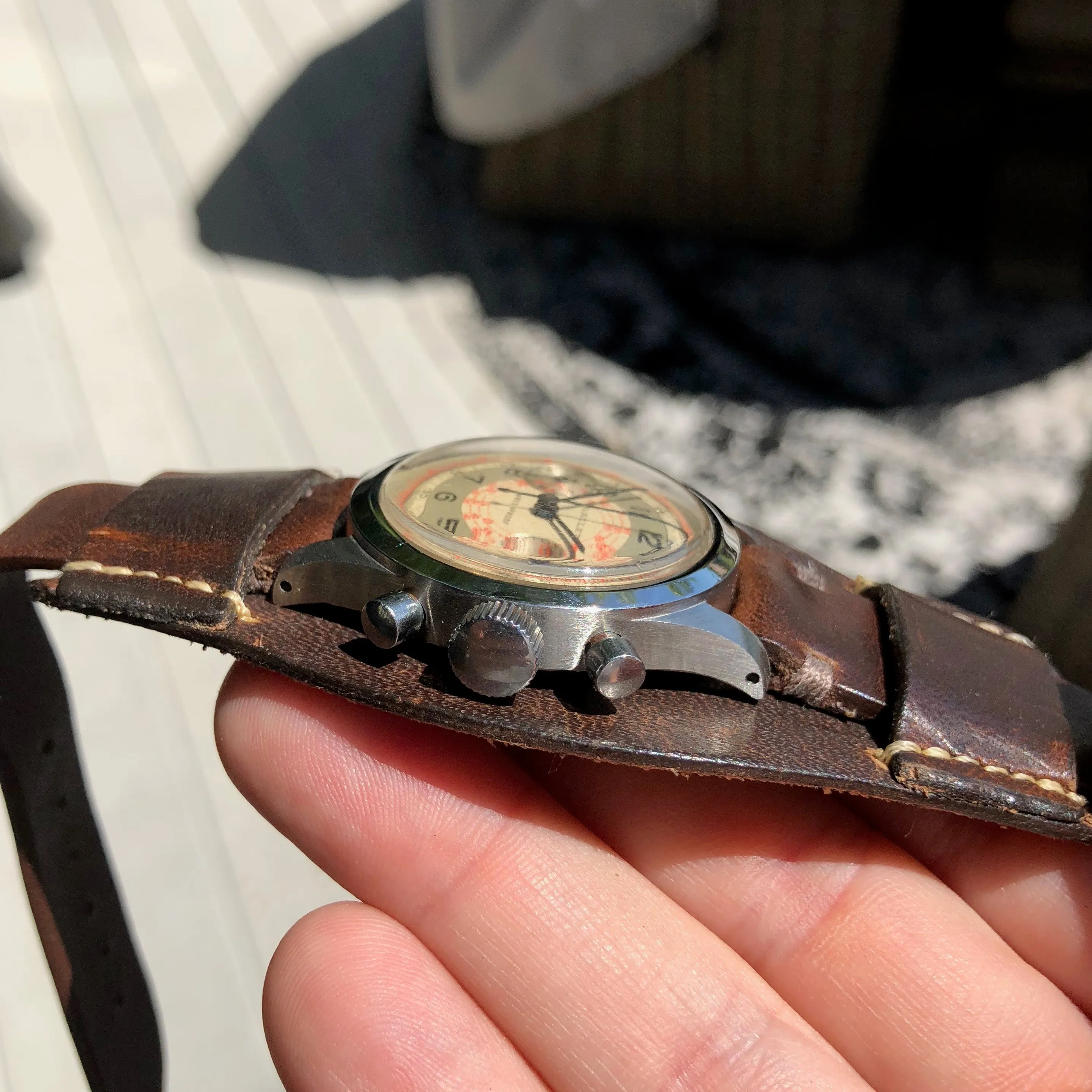 Vintage Gallet MultiChron 30M Clamshell Stainless Steel Chronograph Wristwatch