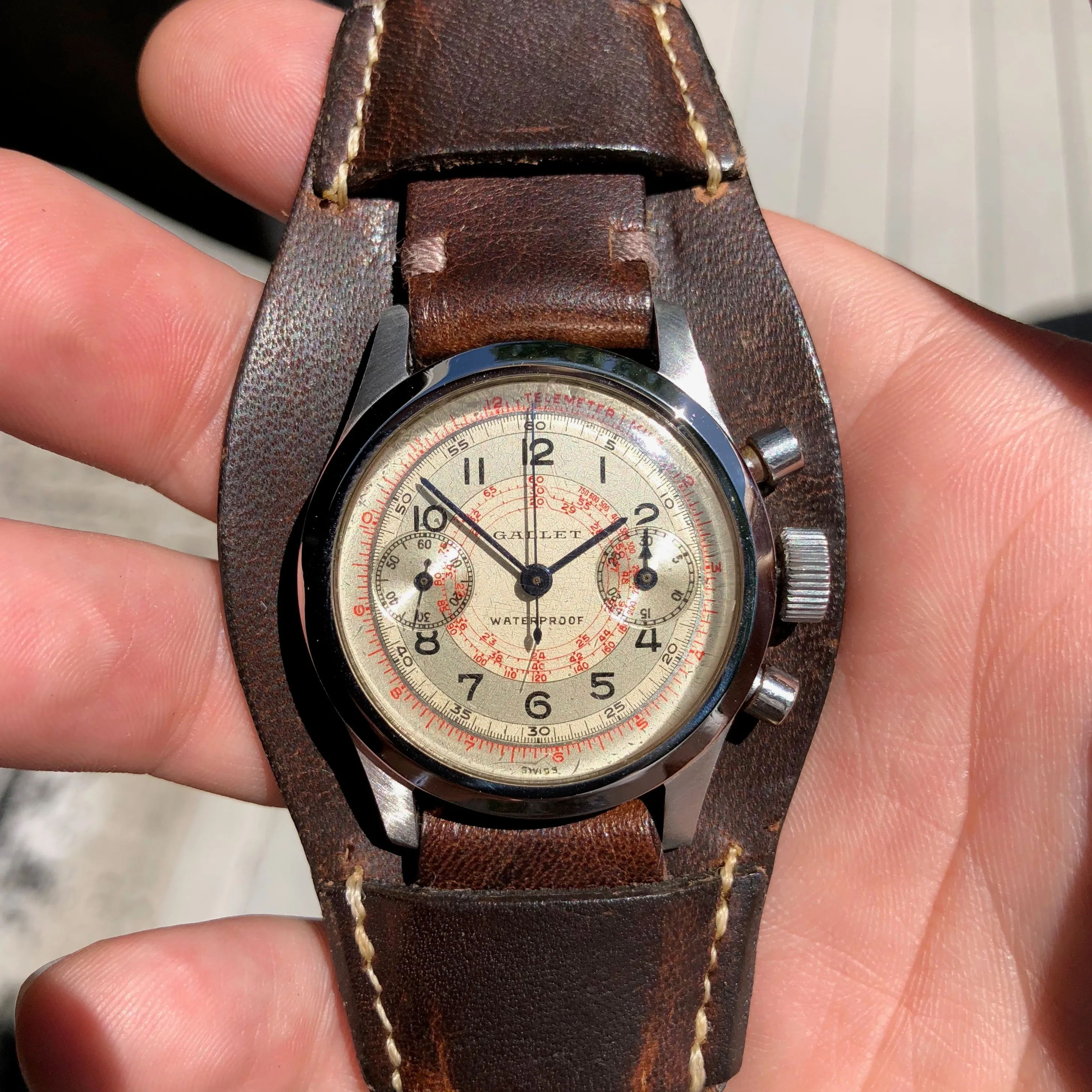 Vintage Gallet MultiChron 30M Clamshell Stainless Steel Chronograph Wristwatch