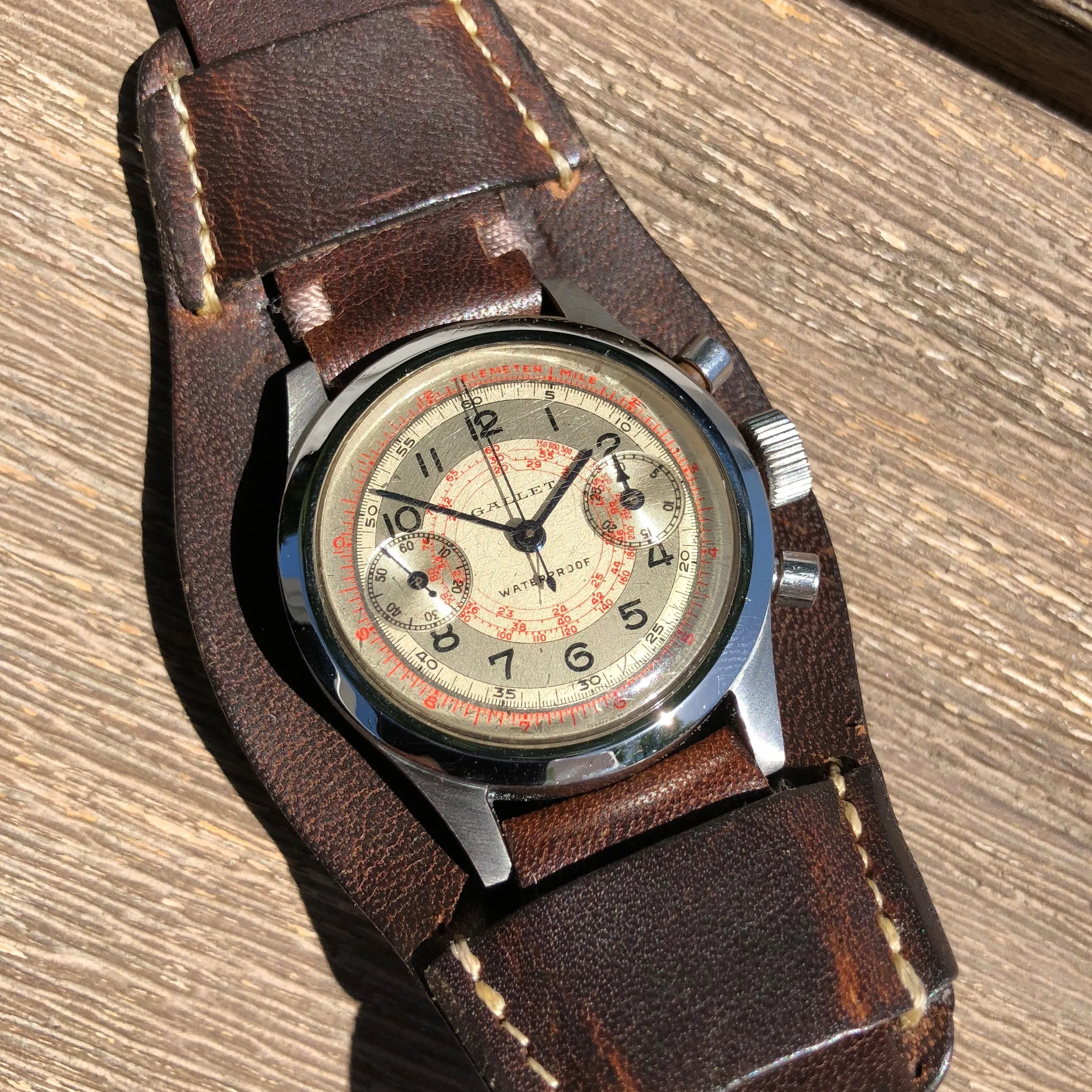 Vintage Gallet MultiChron 30M Clamshell Stainless Steel Chronograph Wristwatch