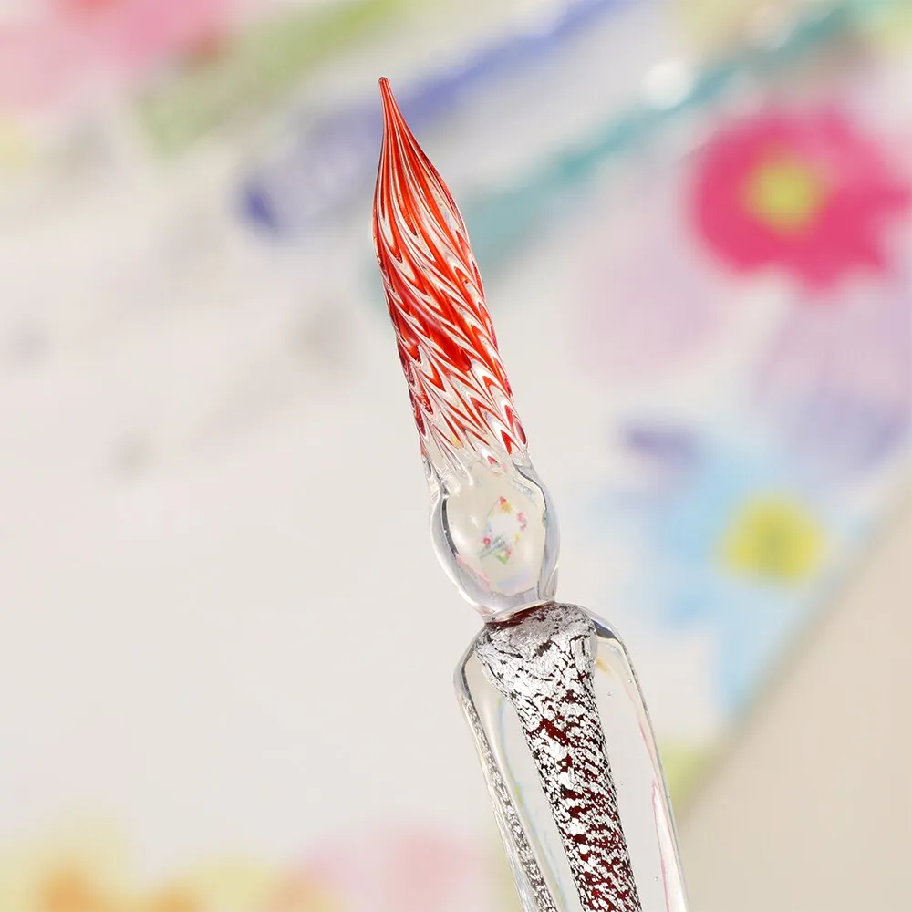 Vintage Glass Dip Dipping Pen Holder