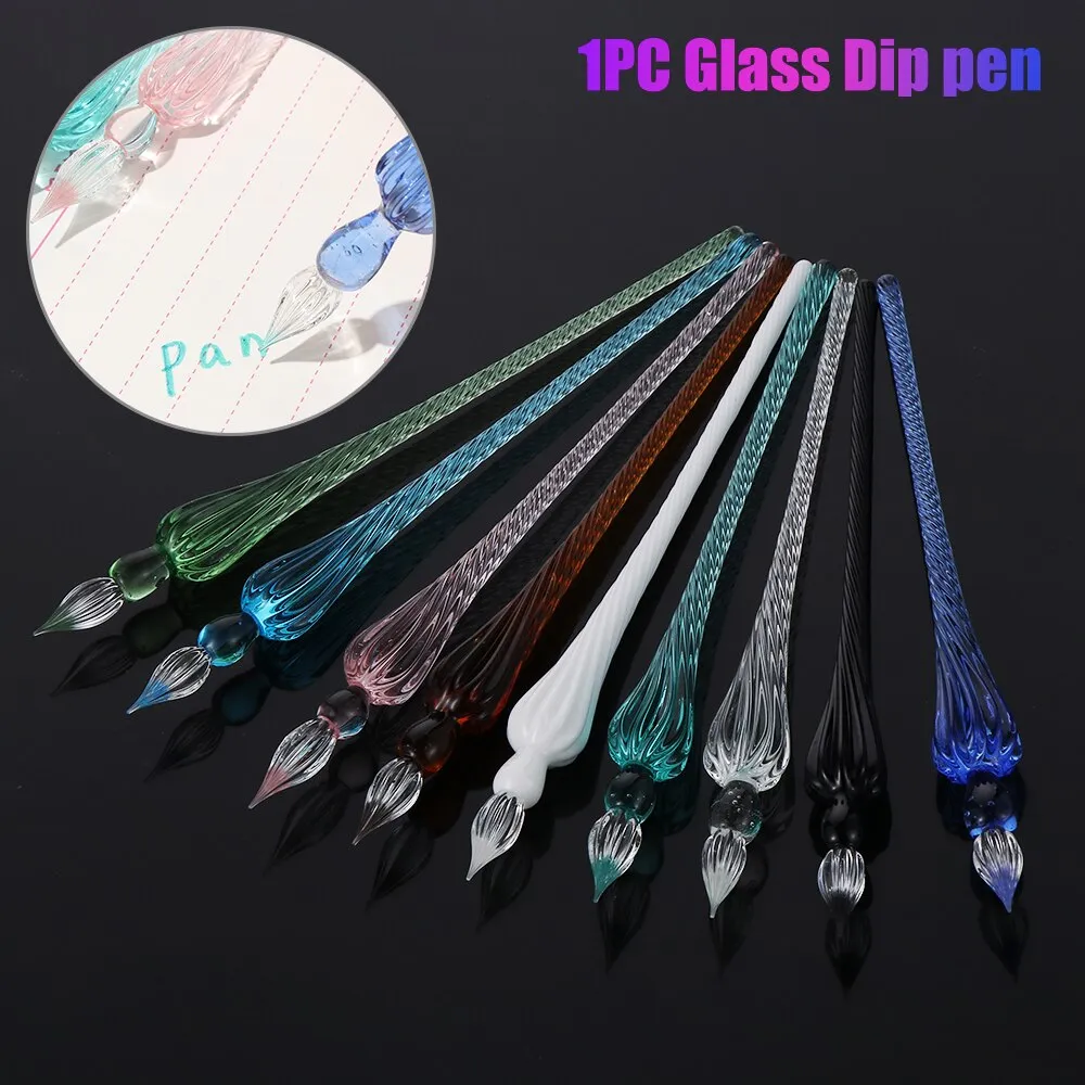 Vintage Glass Dip Dipping Pen Holder