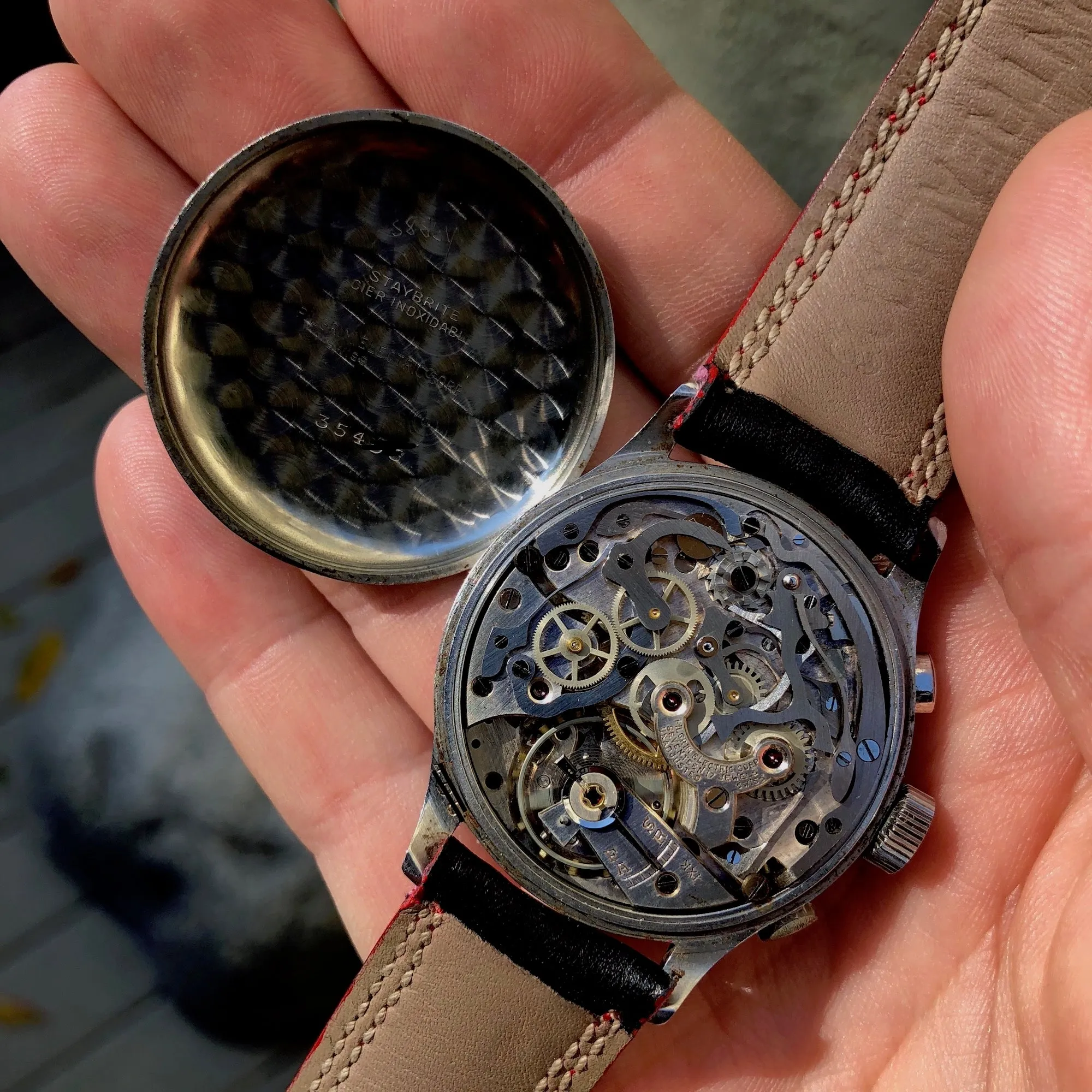 Vintage Jardur Bezelmeter 950 Waterproof Chronograph Valjoux 71 Pilots Wristwatch